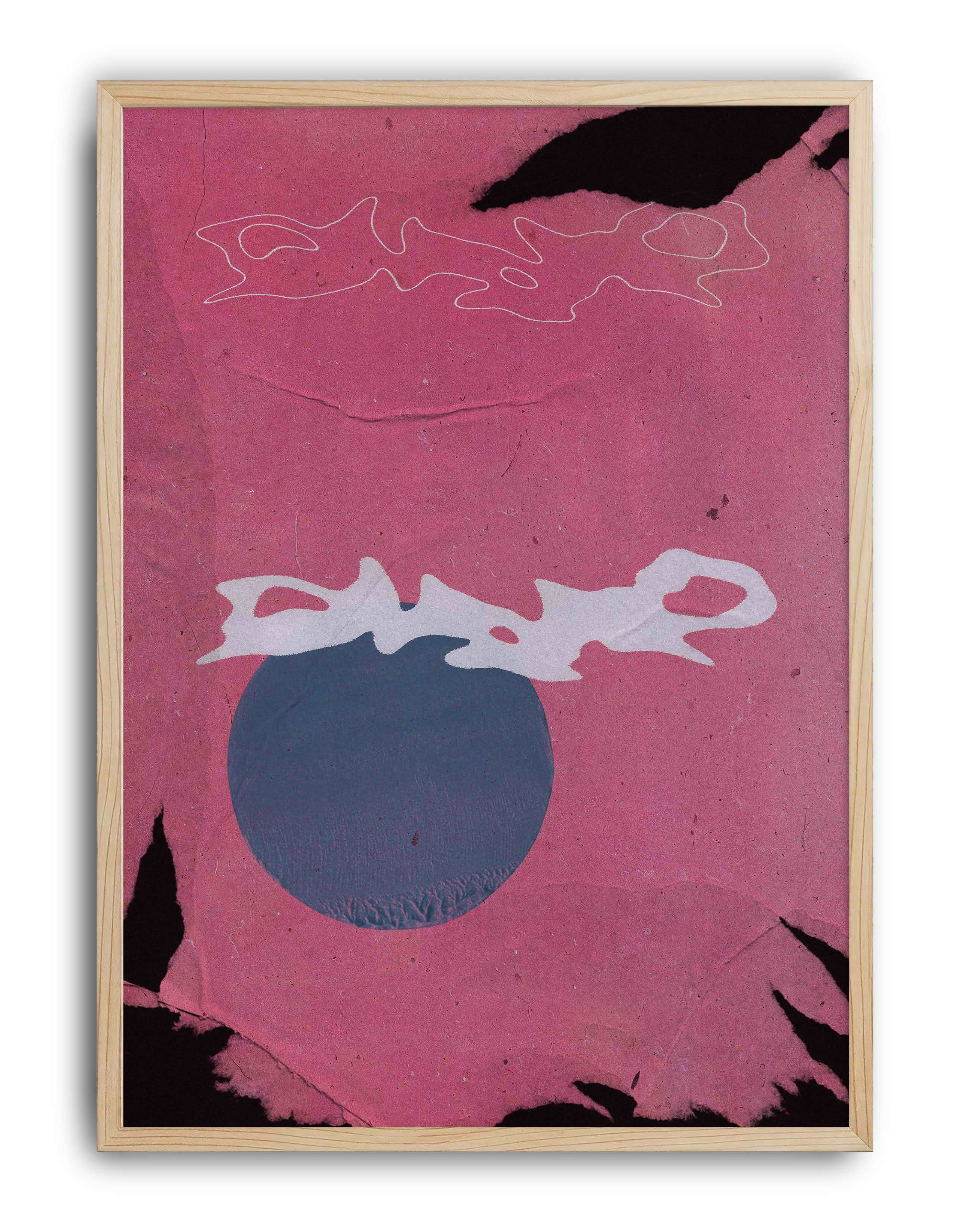 Untouchable Pink Orbit Pembe Soyut Kolaj Duvar Tablosu