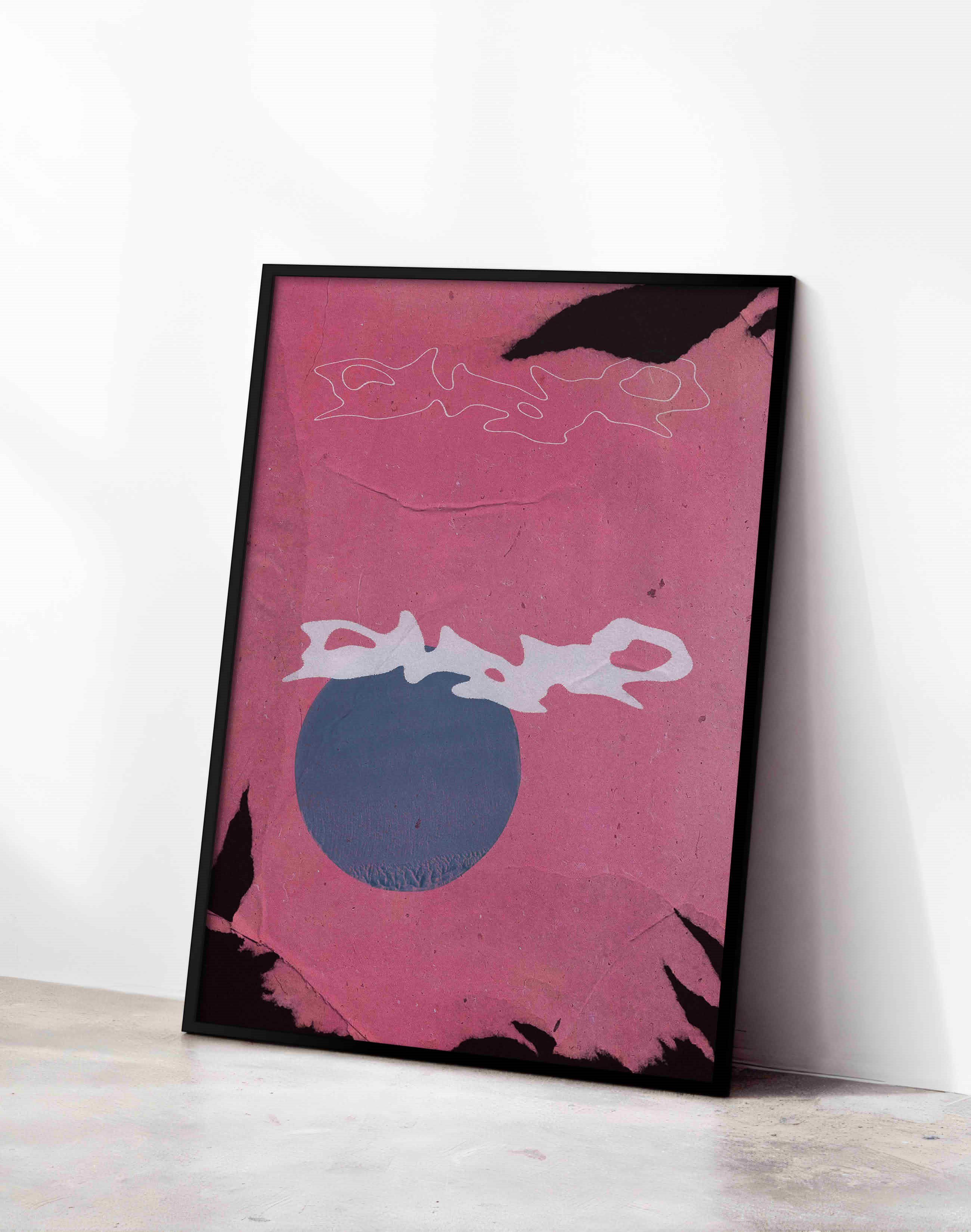 Untouchable Pink Orbit Pembe Soyut Kolaj Duvar Tablosu