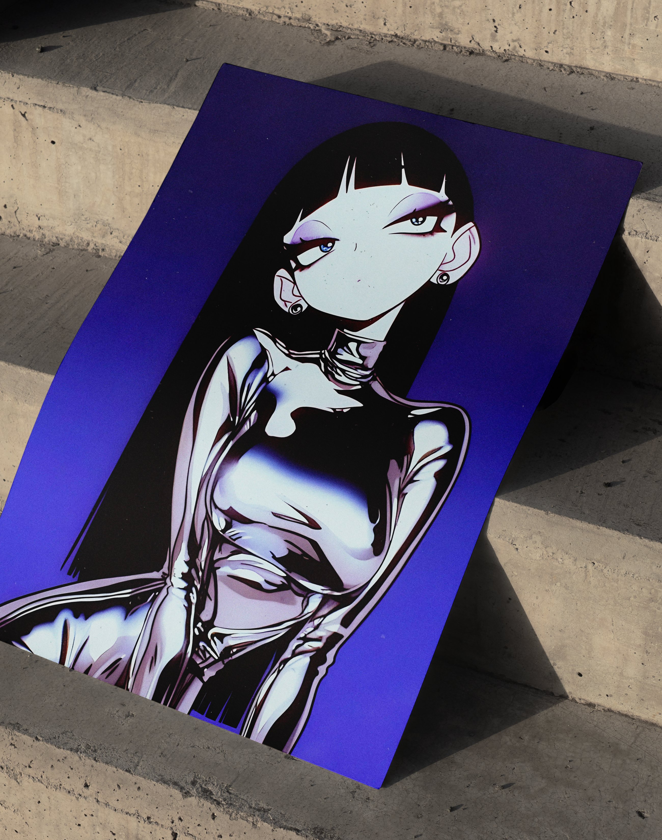 Violet Chrome Modern Duvar Tablosu – Mor Anime Figüratif Poster