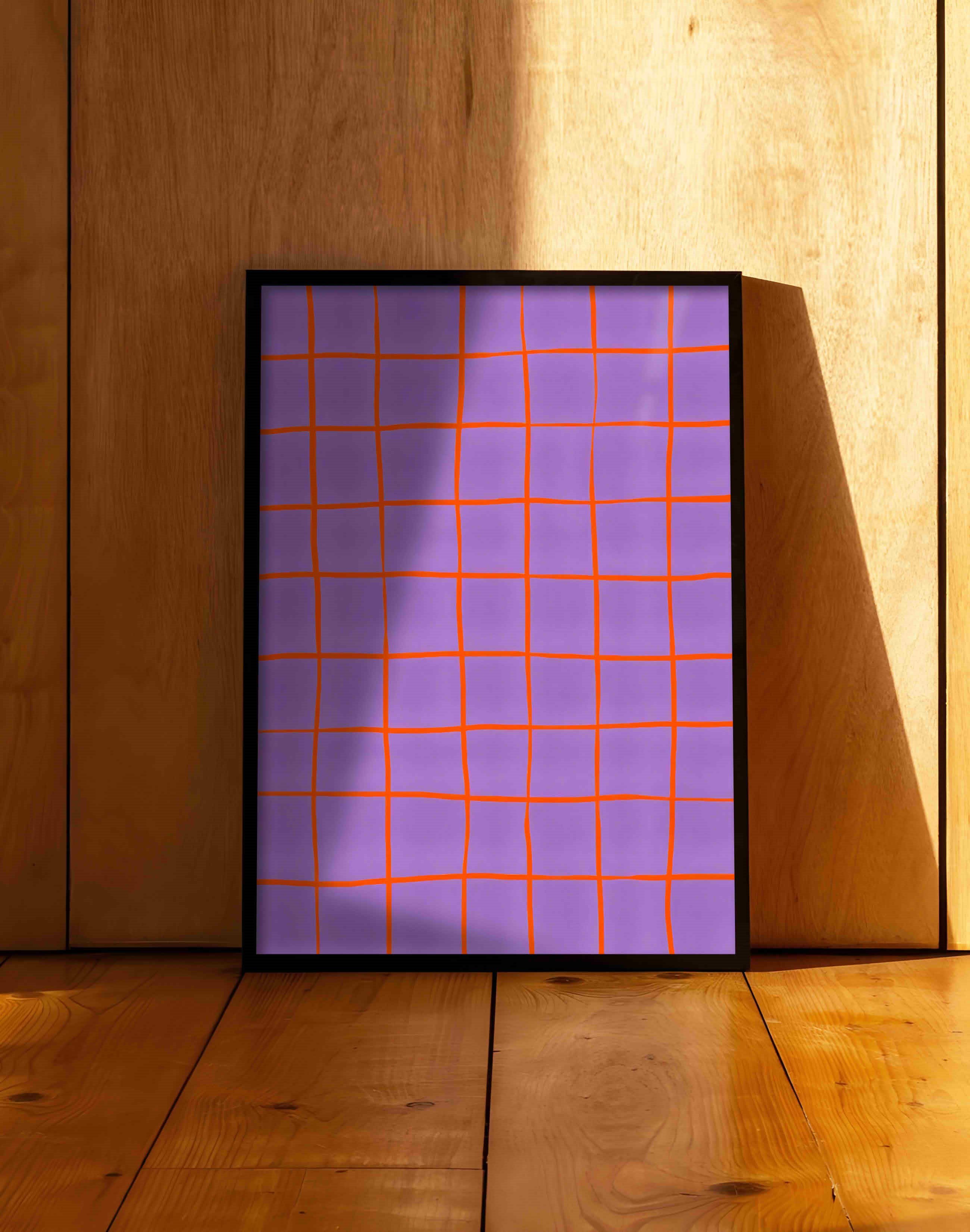 Violet Grid Lila Turuncu Geometrik Duvar Tablosu