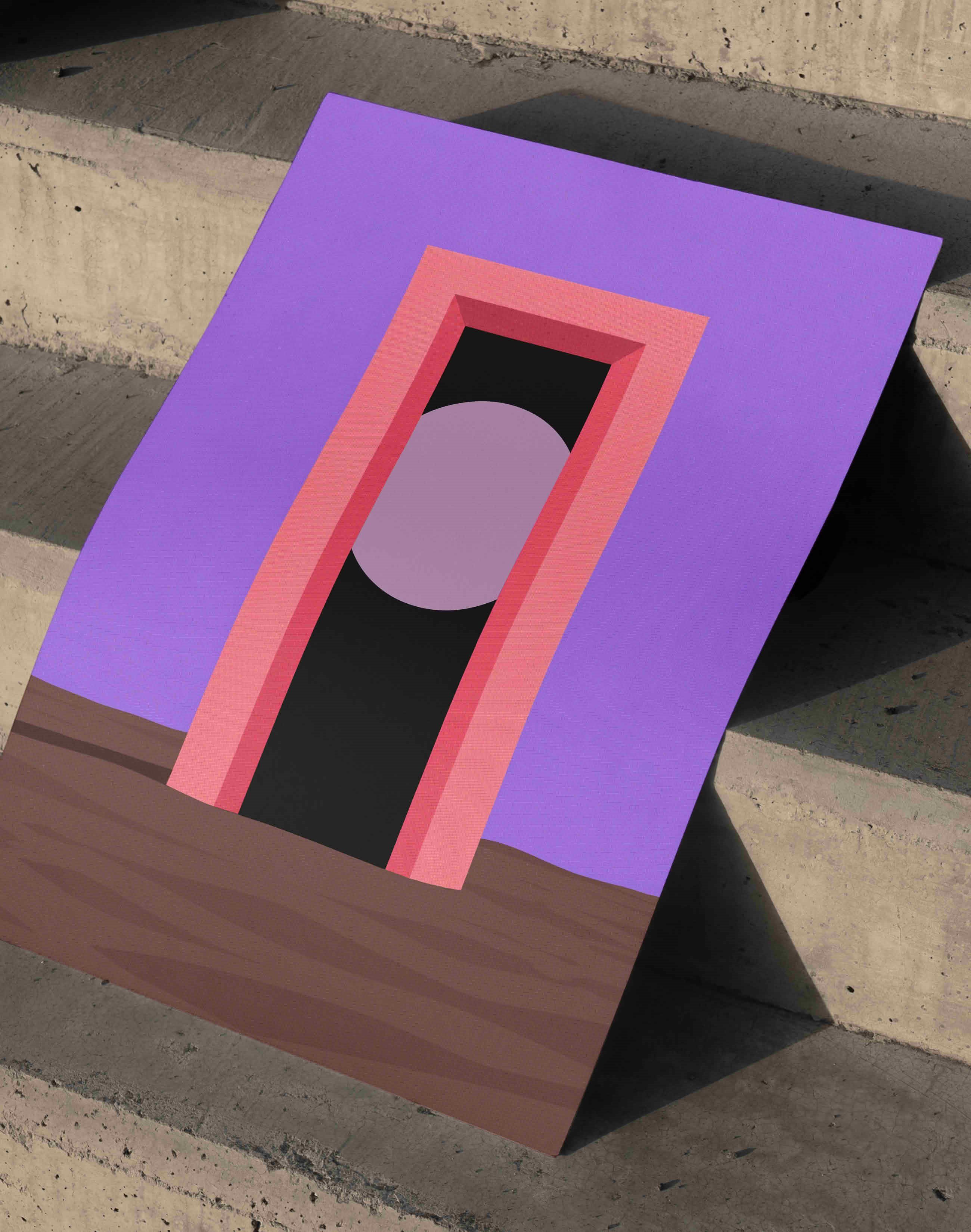 Violet Portal Mor Pembe Geometrik Duvar Tablosu