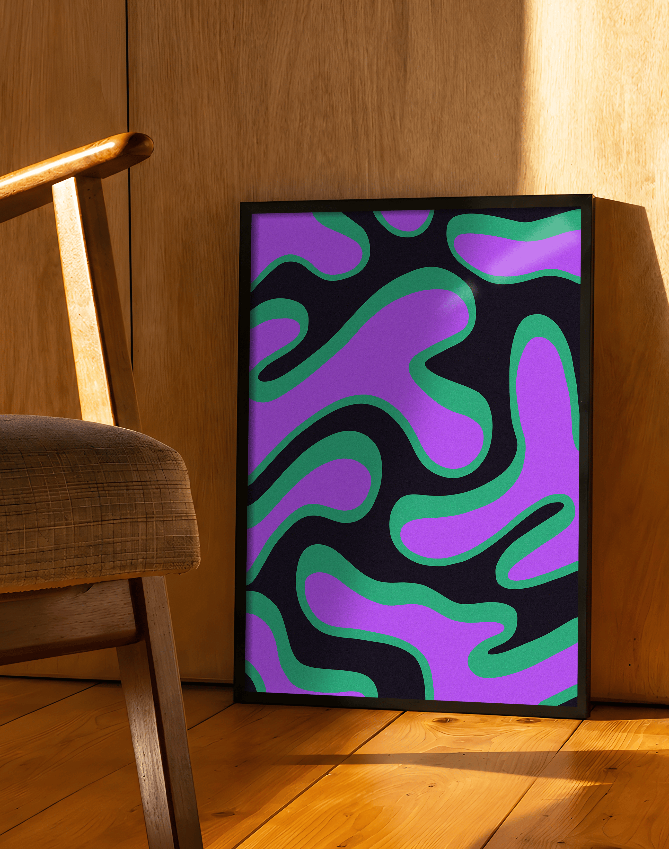 Violet Pulse Mor Yeşil Abstract Poster | 96 Room