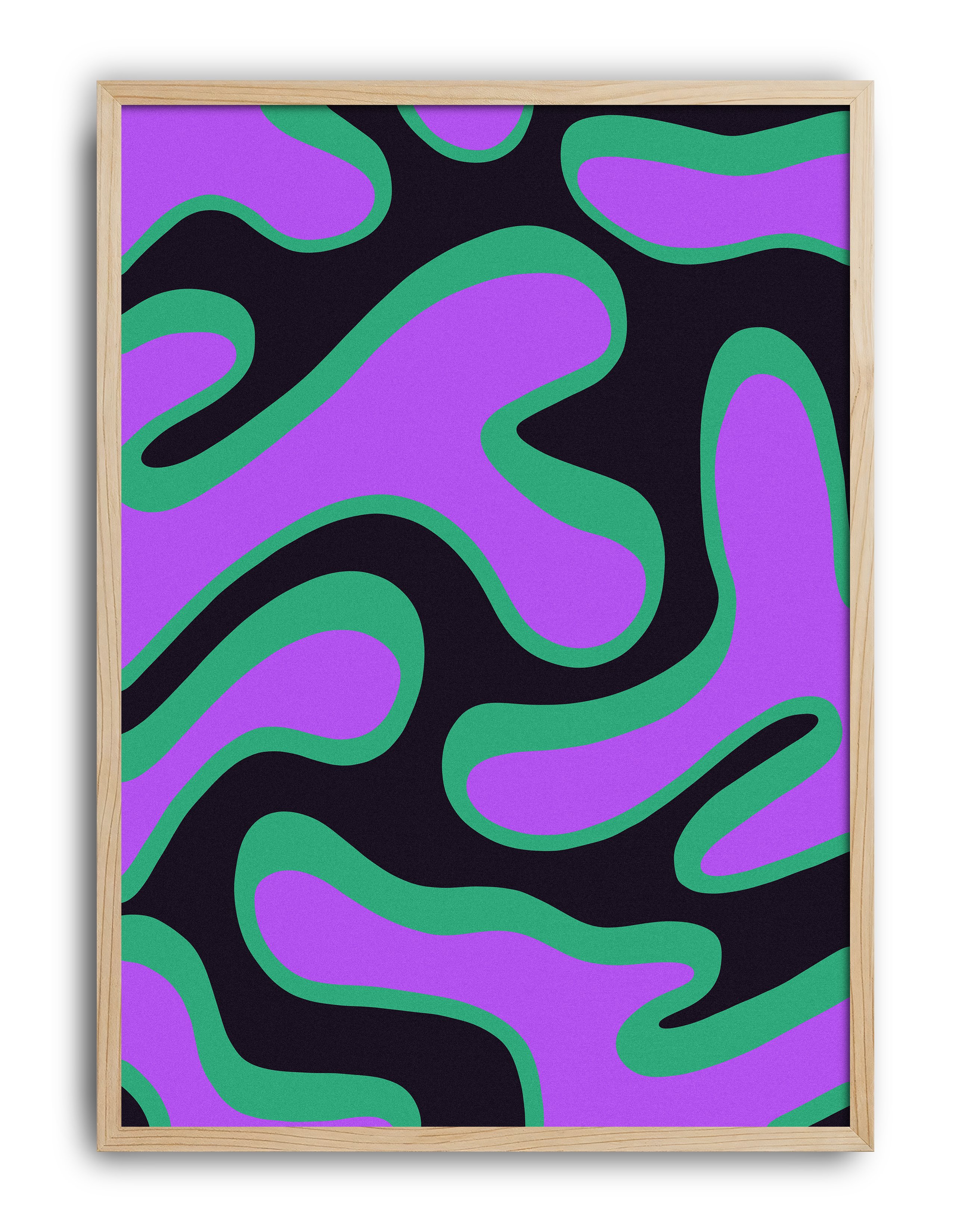 Violet Pulse Mor Yeşil Abstract Poster | 96 Room