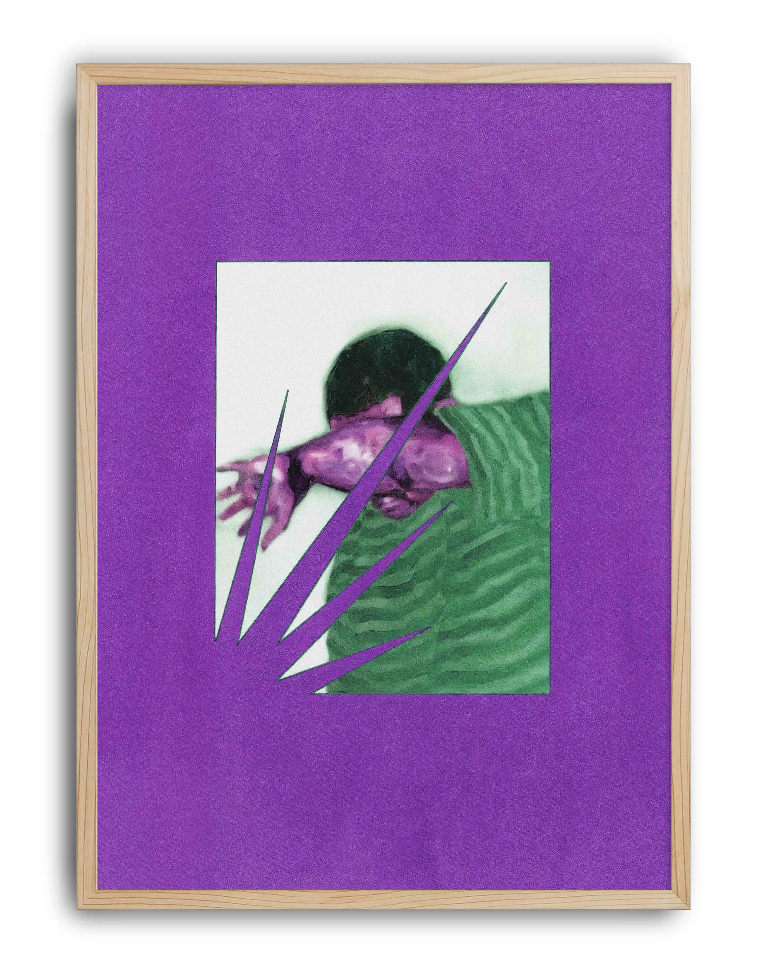 Violet Static Mor Figüratif Kolaj Duvar Tablosu