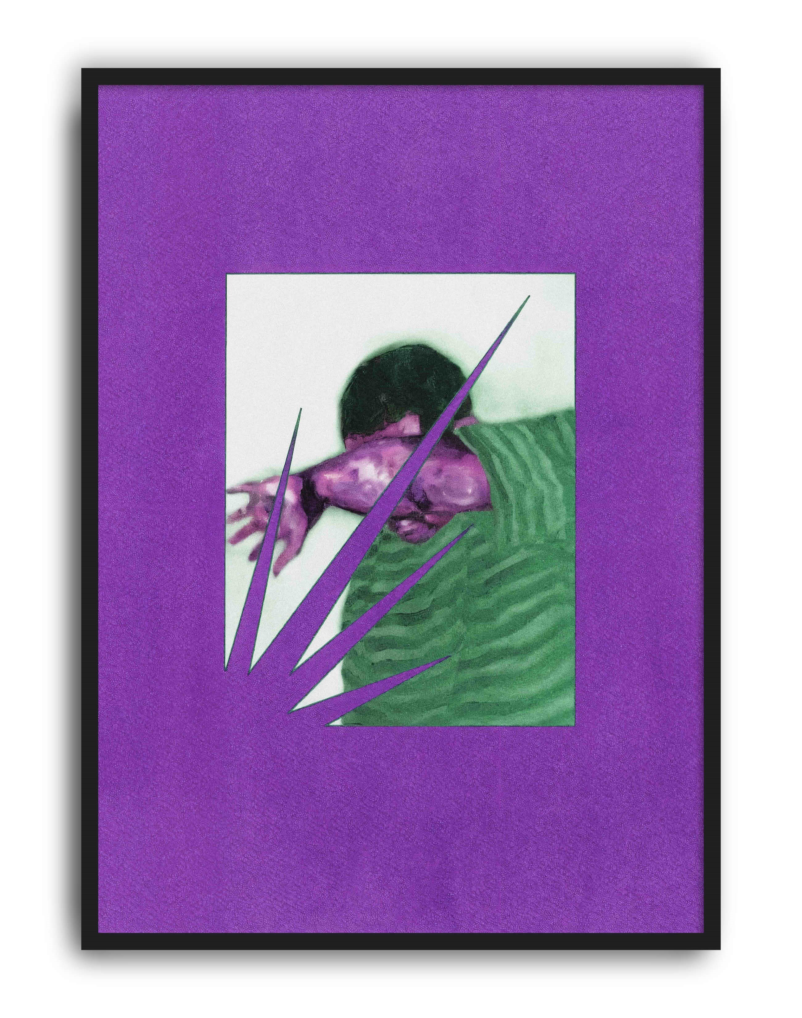 Violet Static Mor Figüratif Kolaj Duvar Tablosu