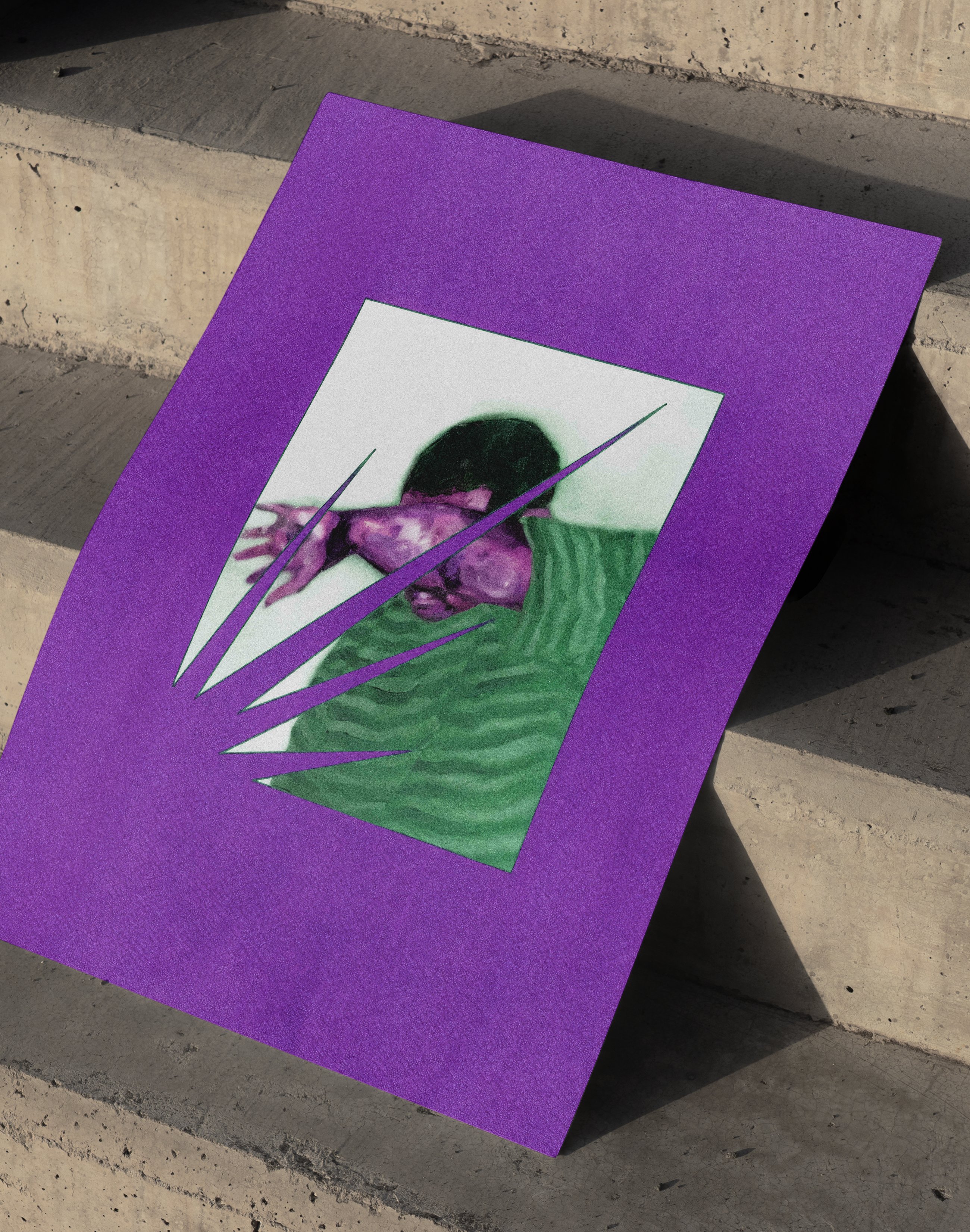 Violet Static Mor Figüratif Kolaj Duvar Tablosu