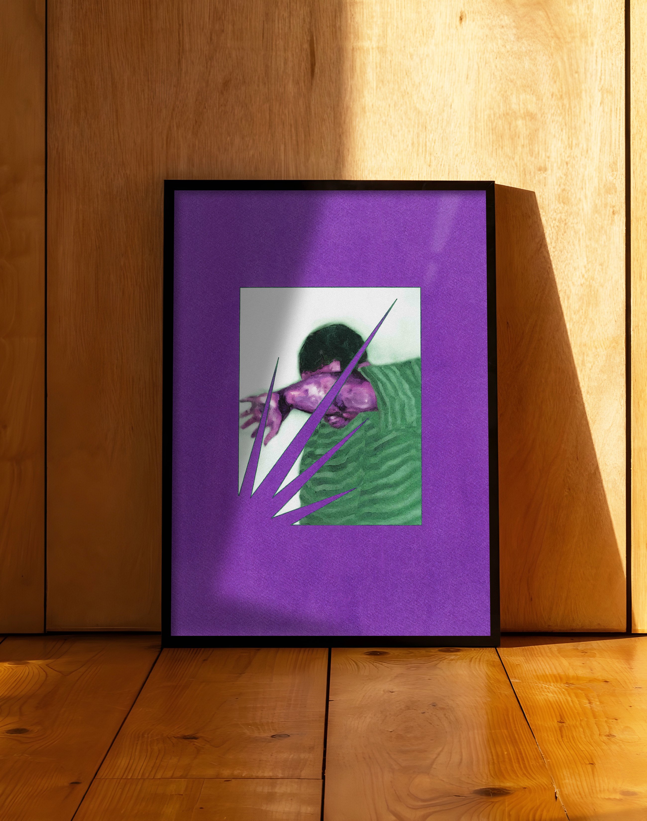 Violet Static Mor Figüratif Kolaj Duvar Tablosu