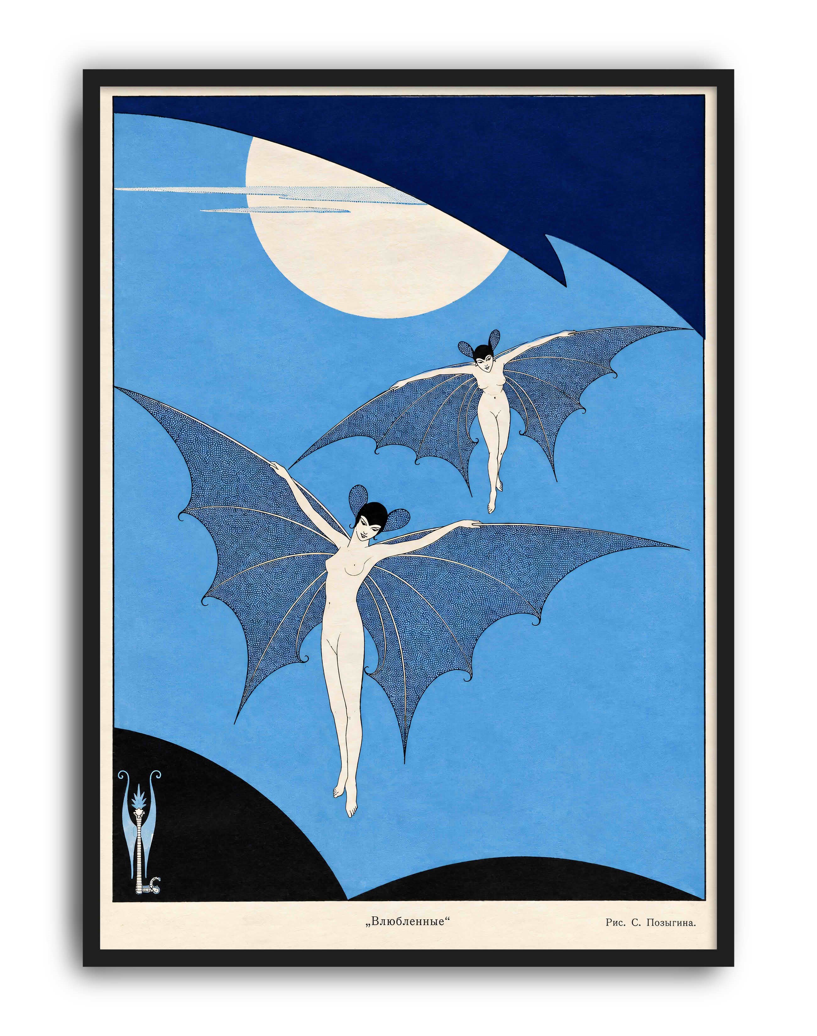 Vlyublennyye (1920) – Sergey Lodygin Rus Avangart Vintage Posteri