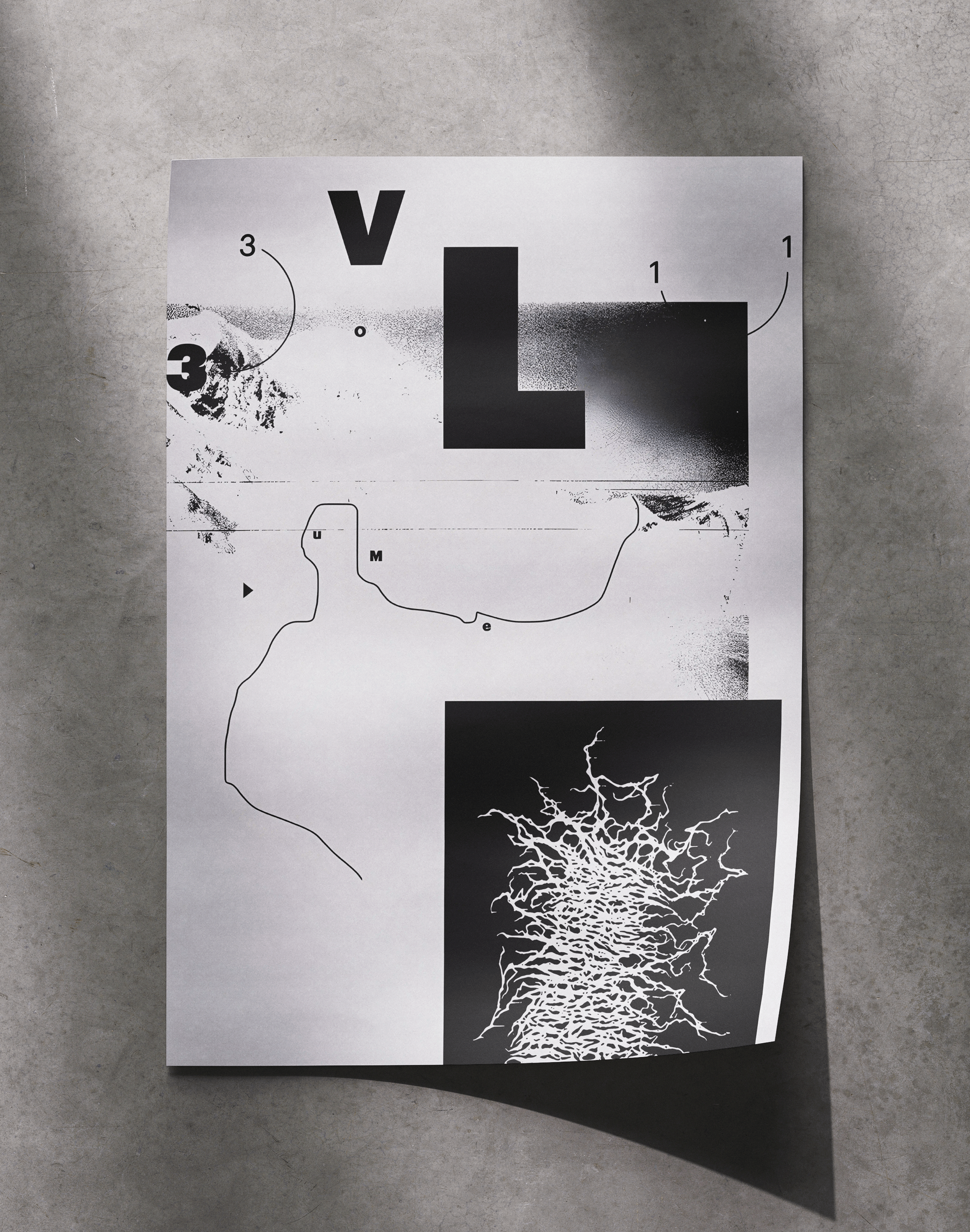 Volume Monochrome Modern Duvar Tablosu – Siyah Beyaz Abstract Poster