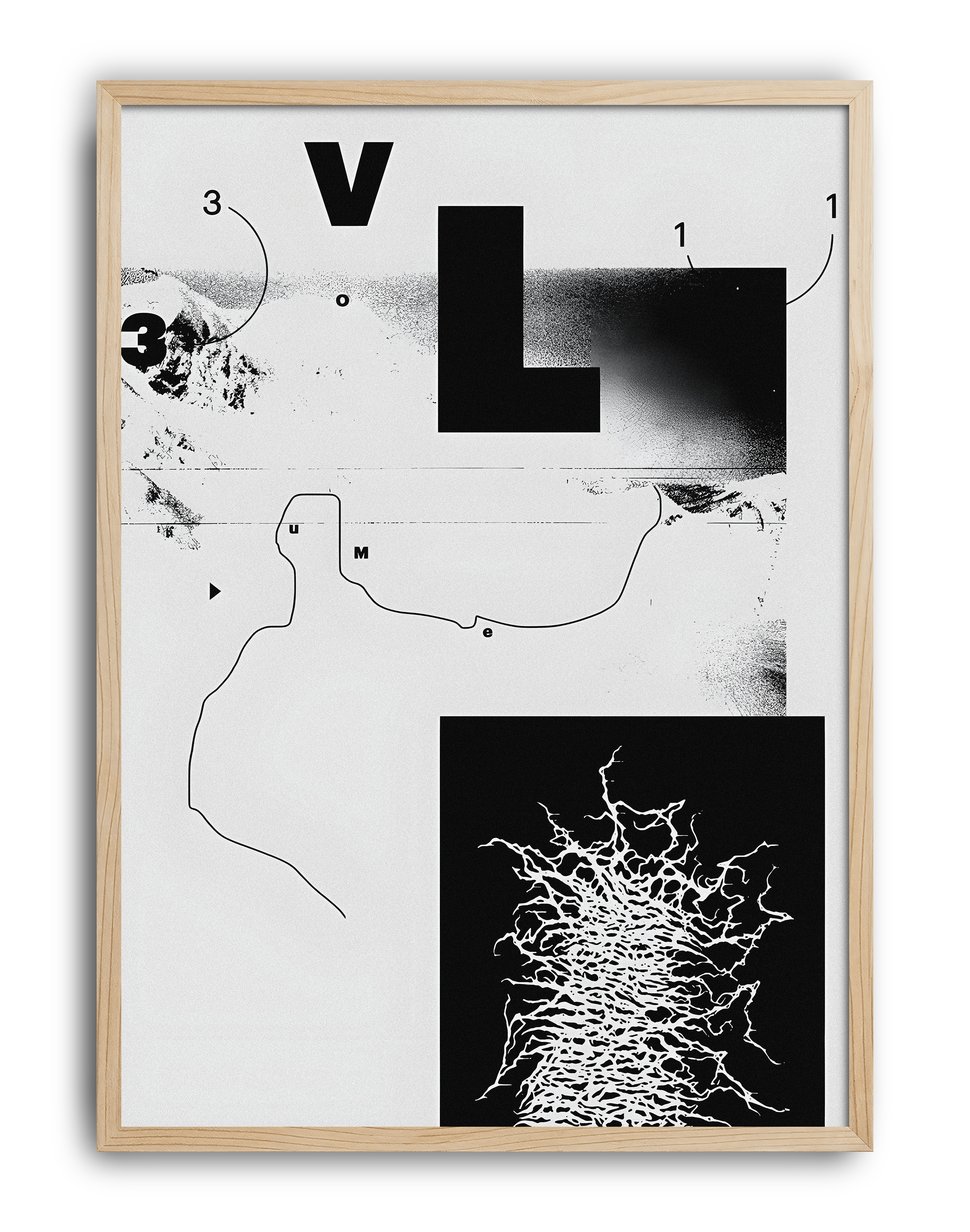 Volume Monochrome Modern Duvar Tablosu – Siyah Beyaz Abstract Poster
