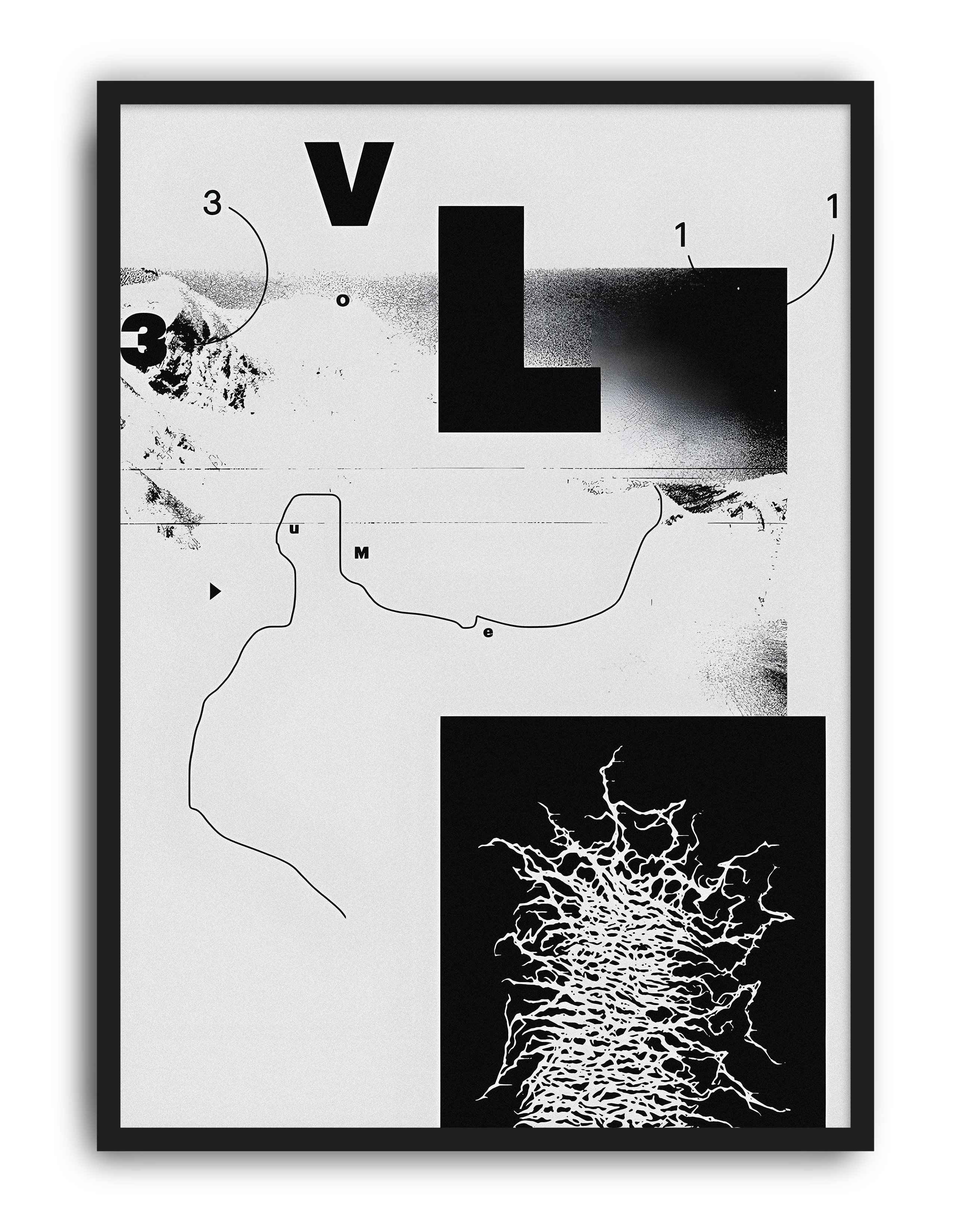 Volume Monochrome Modern Duvar Tablosu – Siyah Beyaz Abstract Poster