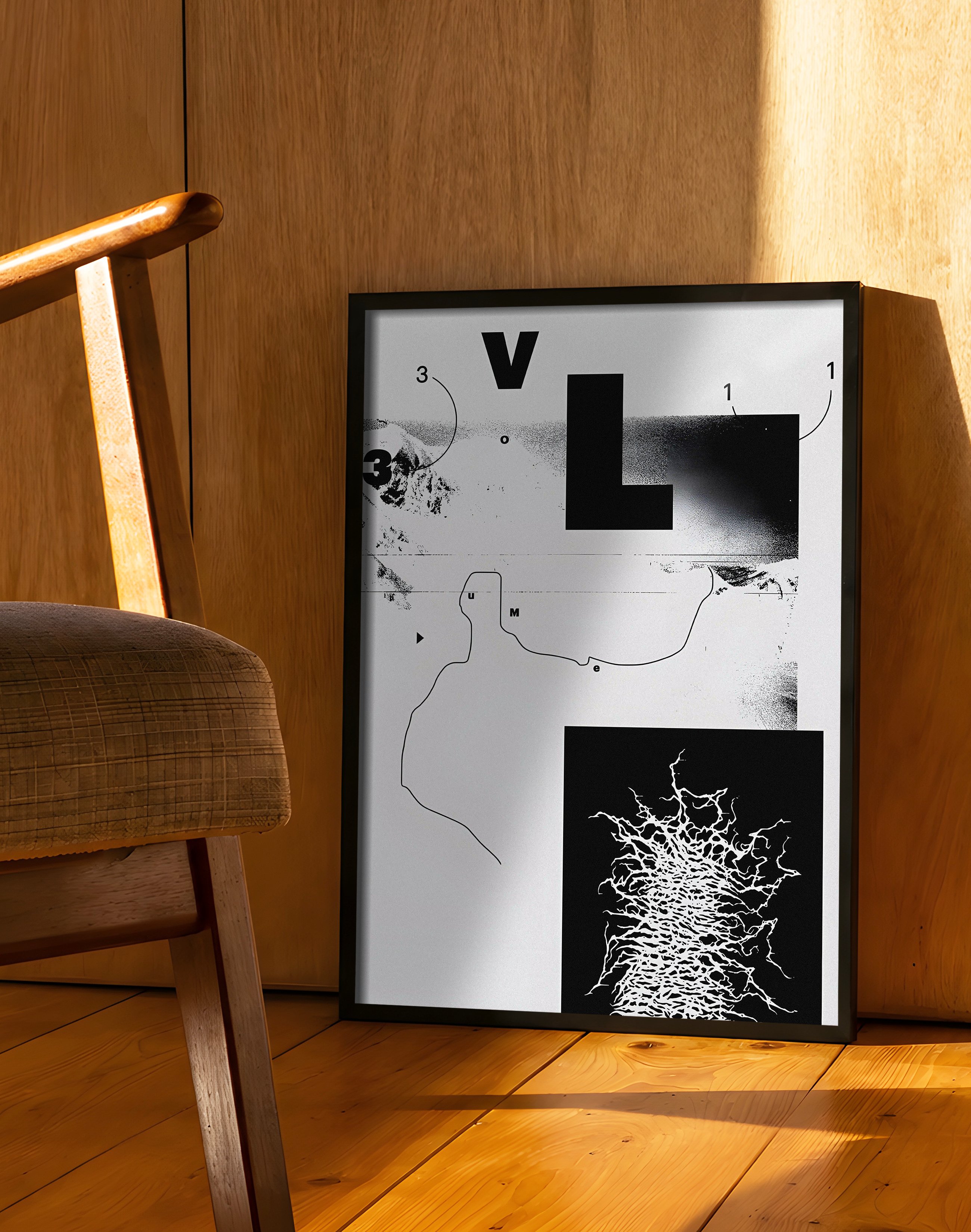 Volume Monochrome Modern Duvar Tablosu – Siyah Beyaz Abstract Poster