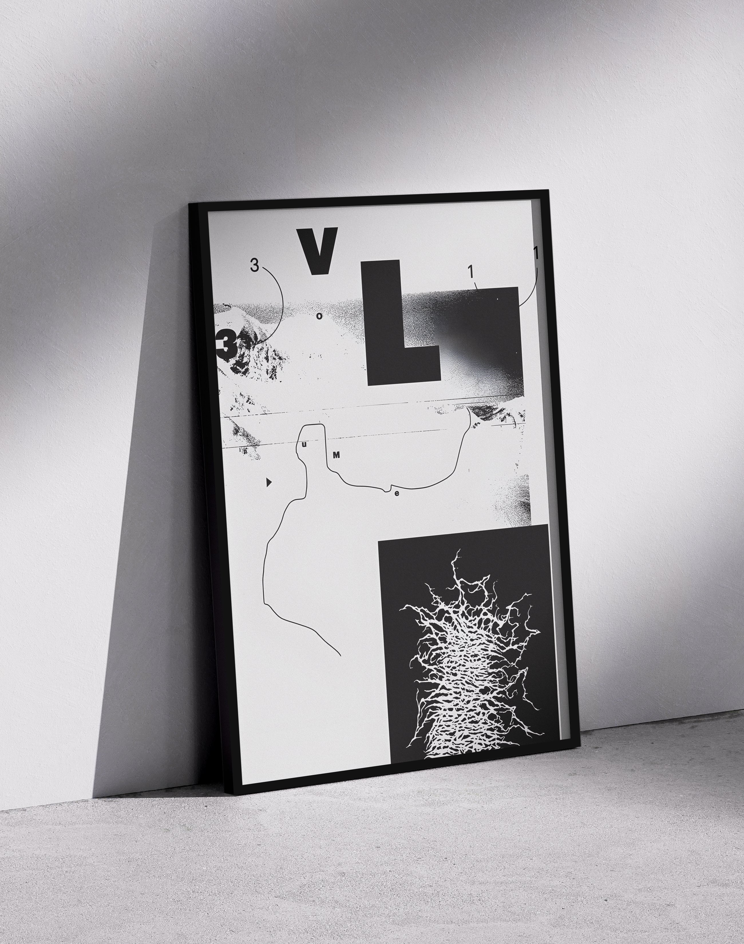Volume Monochrome Modern Duvar Tablosu – Siyah Beyaz Abstract Poster