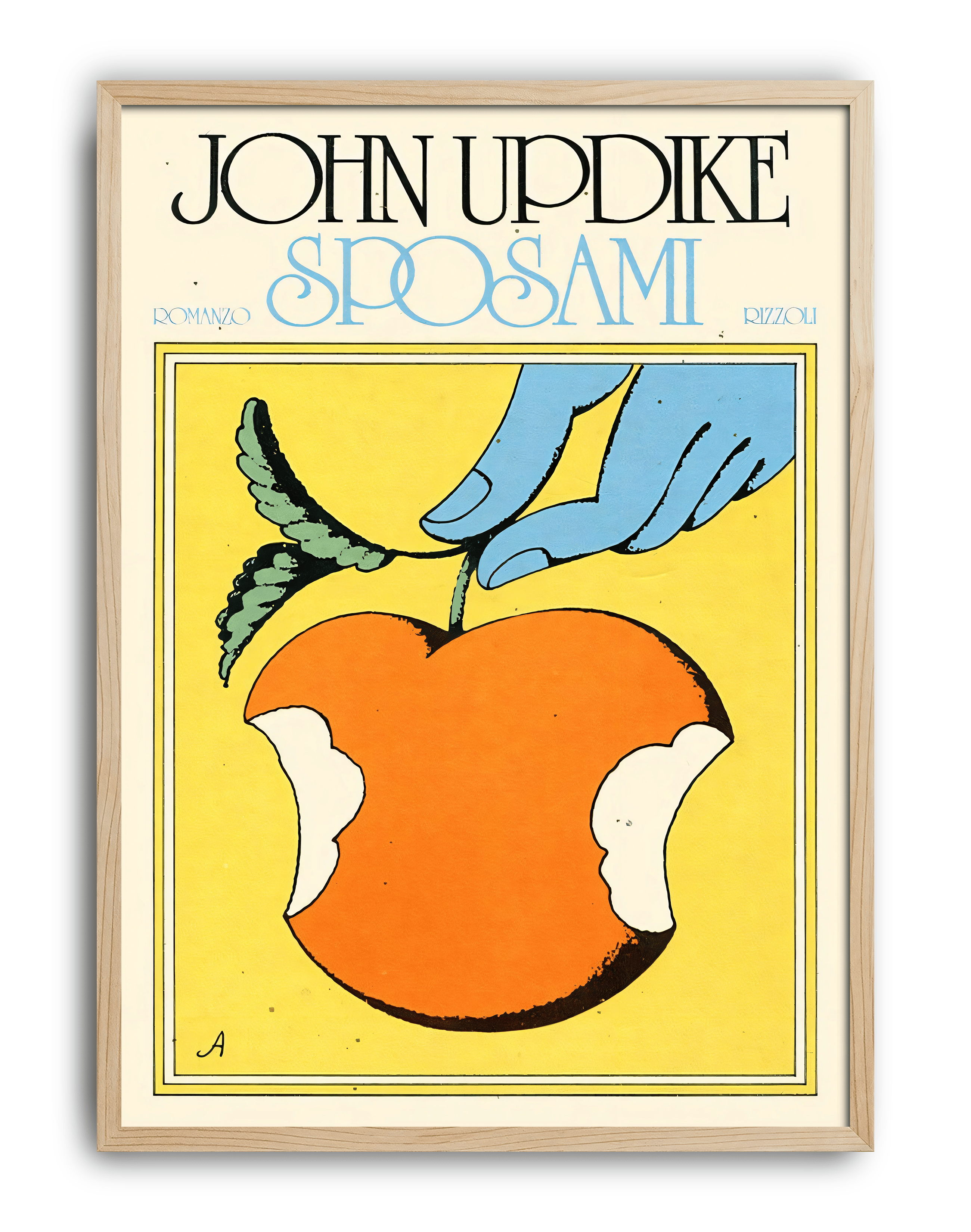 Yellow Bite Modern Duvar Tablosu – Retro Elma İllüstrasyon Poster