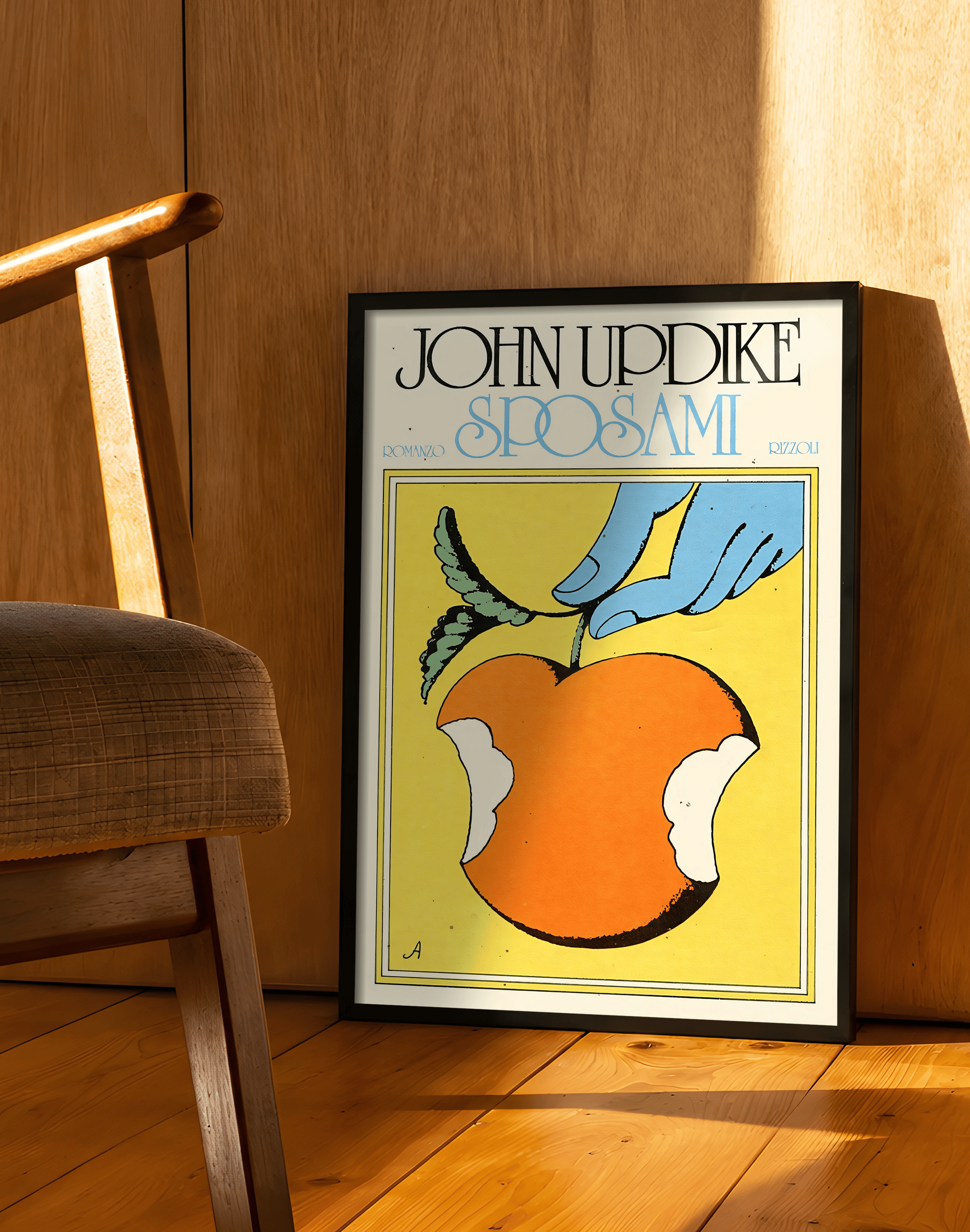Yellow Bite Modern Duvar Tablosu – Retro Elma İllüstrasyon Poster