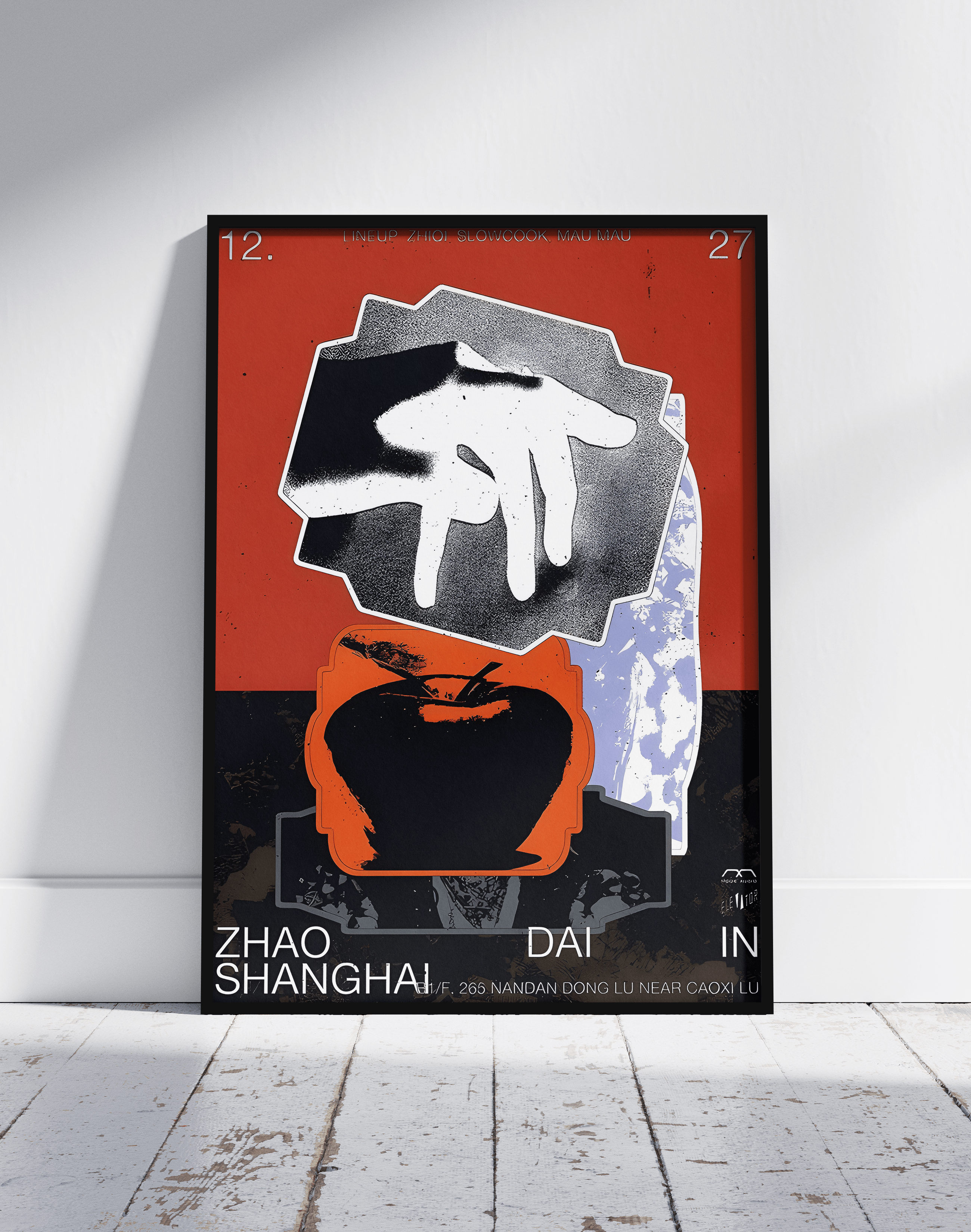 Zhao Shanghai Modern Duvar Tablosu – Turuncu Siyah Abstract Poster