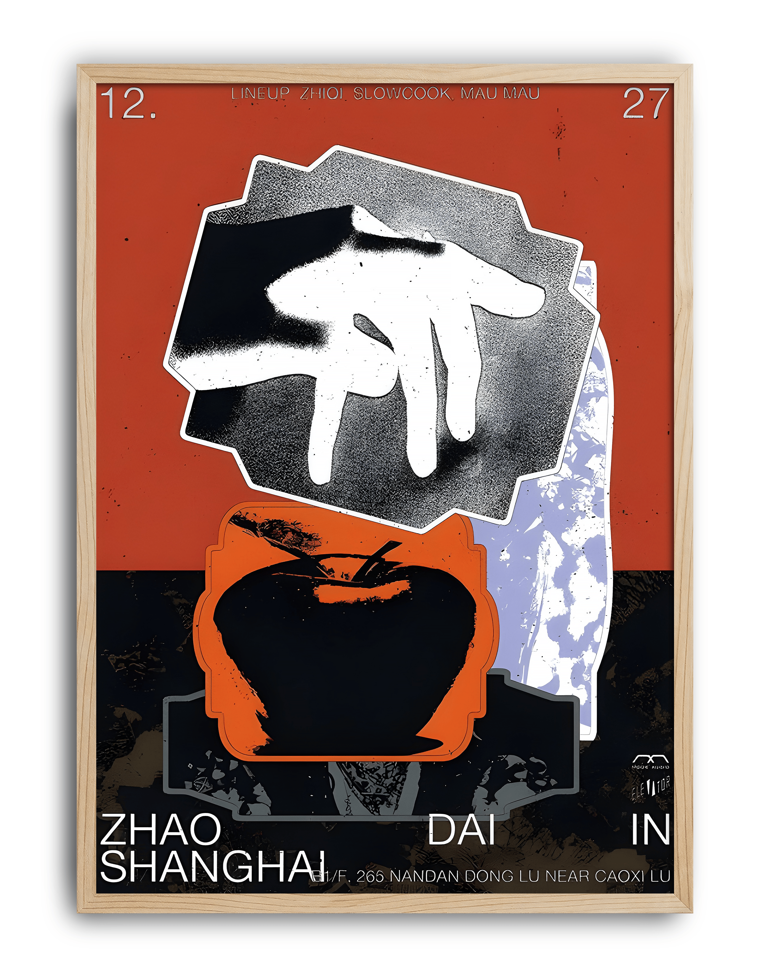 Zhao Shanghai Modern Duvar Tablosu – Turuncu Siyah Abstract Poster