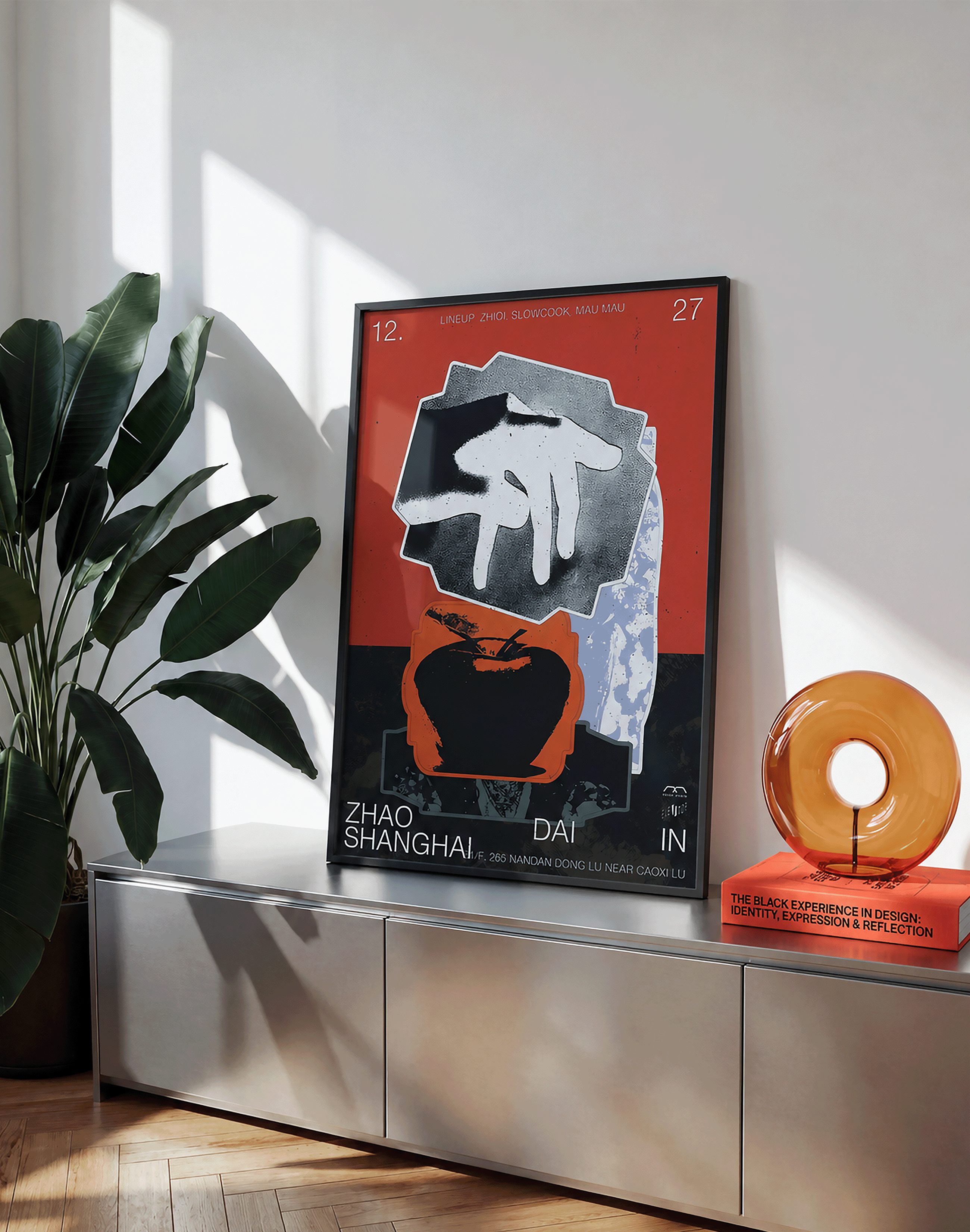 Zhao Shanghai Modern Duvar Tablosu – Turuncu Siyah Abstract Poster
