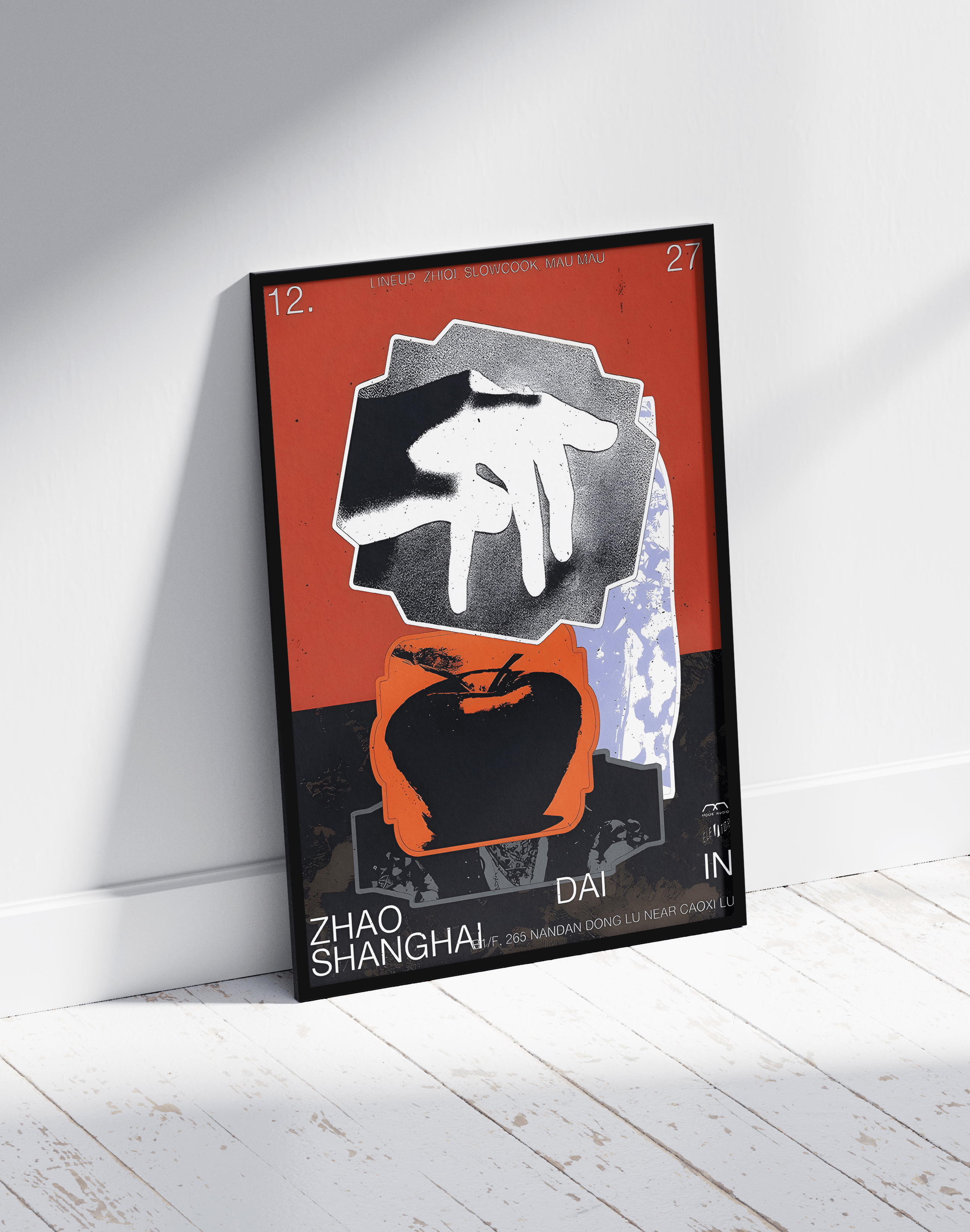 Zhao Shanghai Modern Duvar Tablosu – Turuncu Siyah Abstract Poster