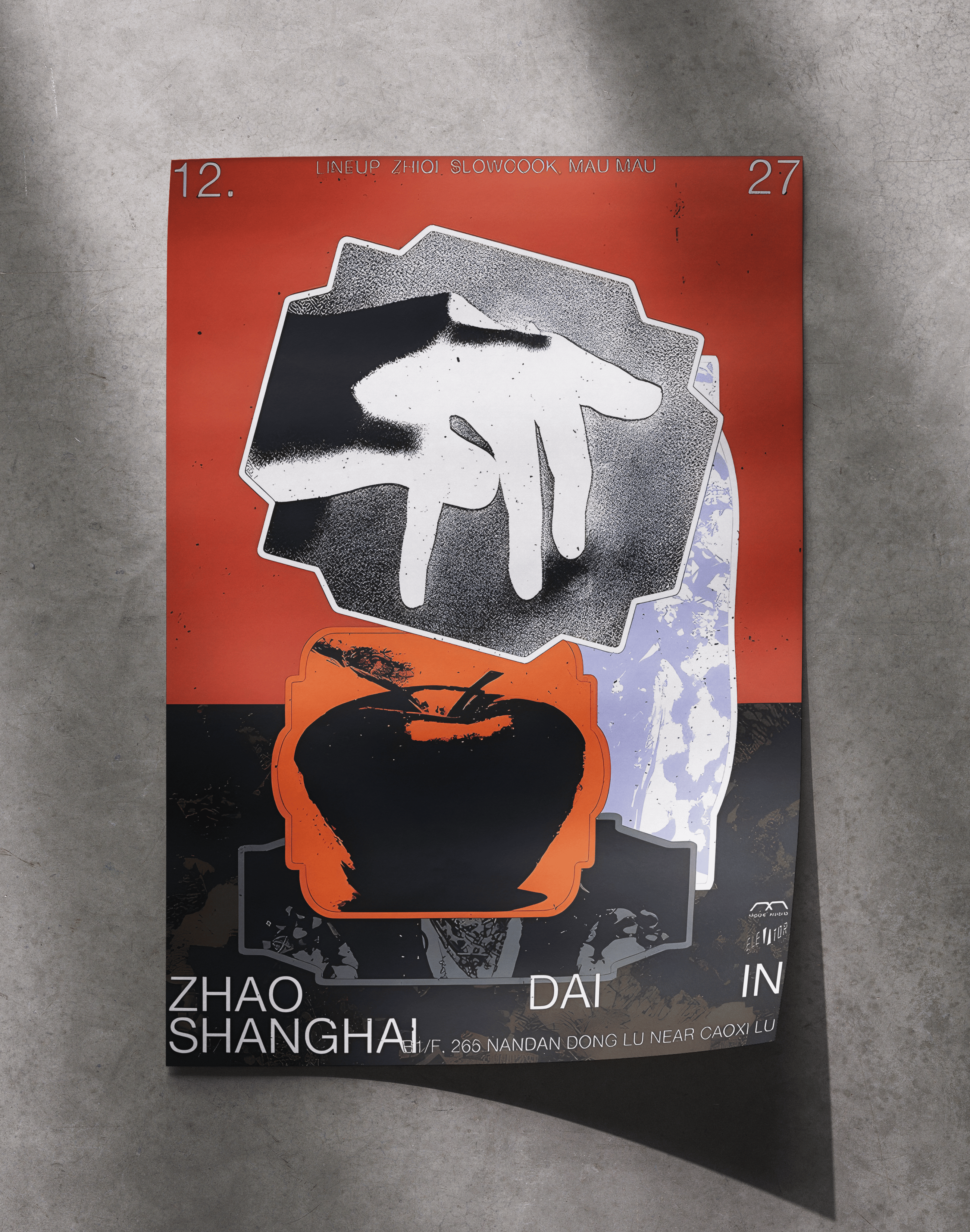 Zhao Shanghai Modern Duvar Tablosu – Turuncu Siyah Abstract Poster