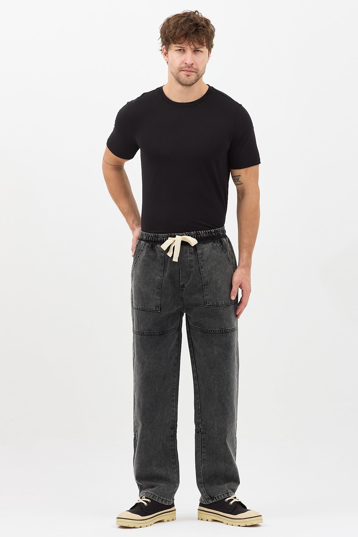 Baggy Kar Füme Jean Kare Cep