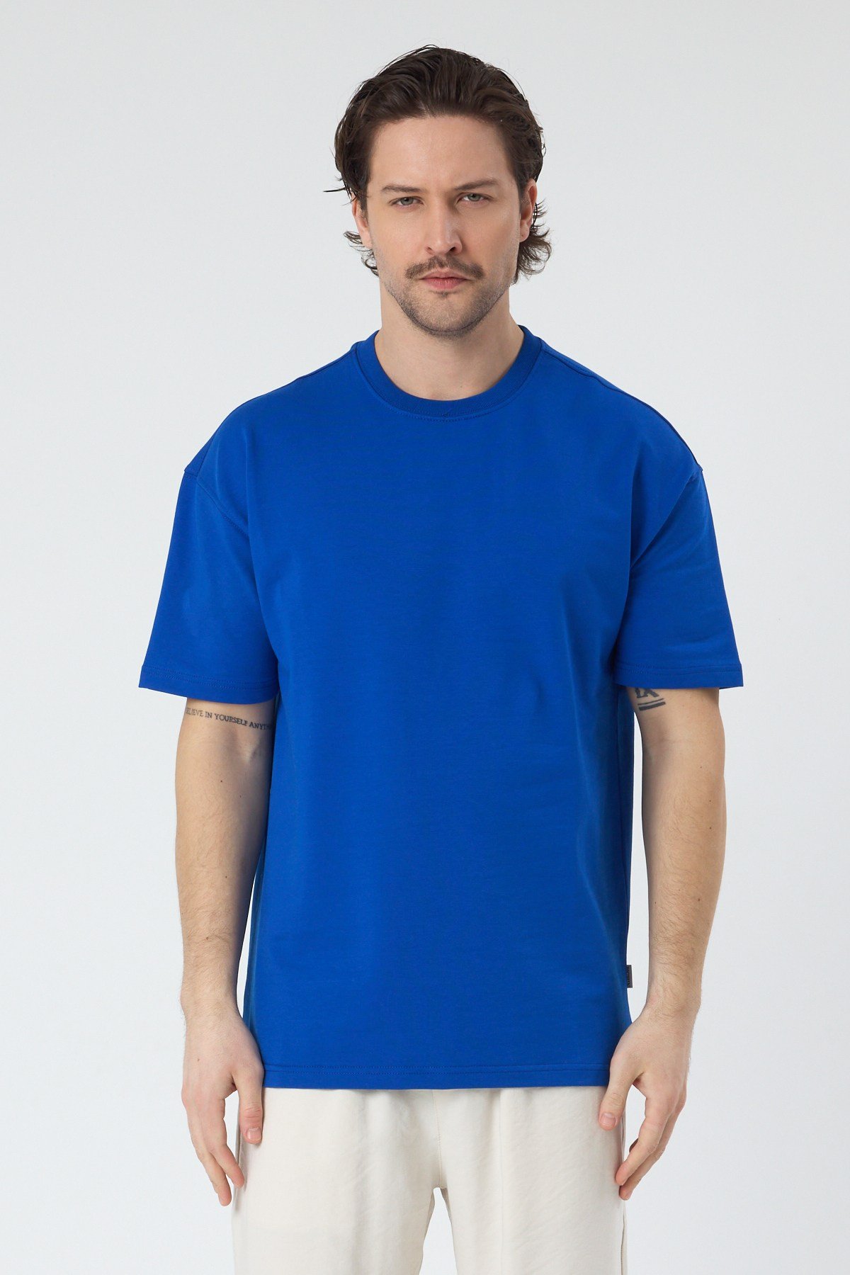 Basic Saks Mavi Tişört