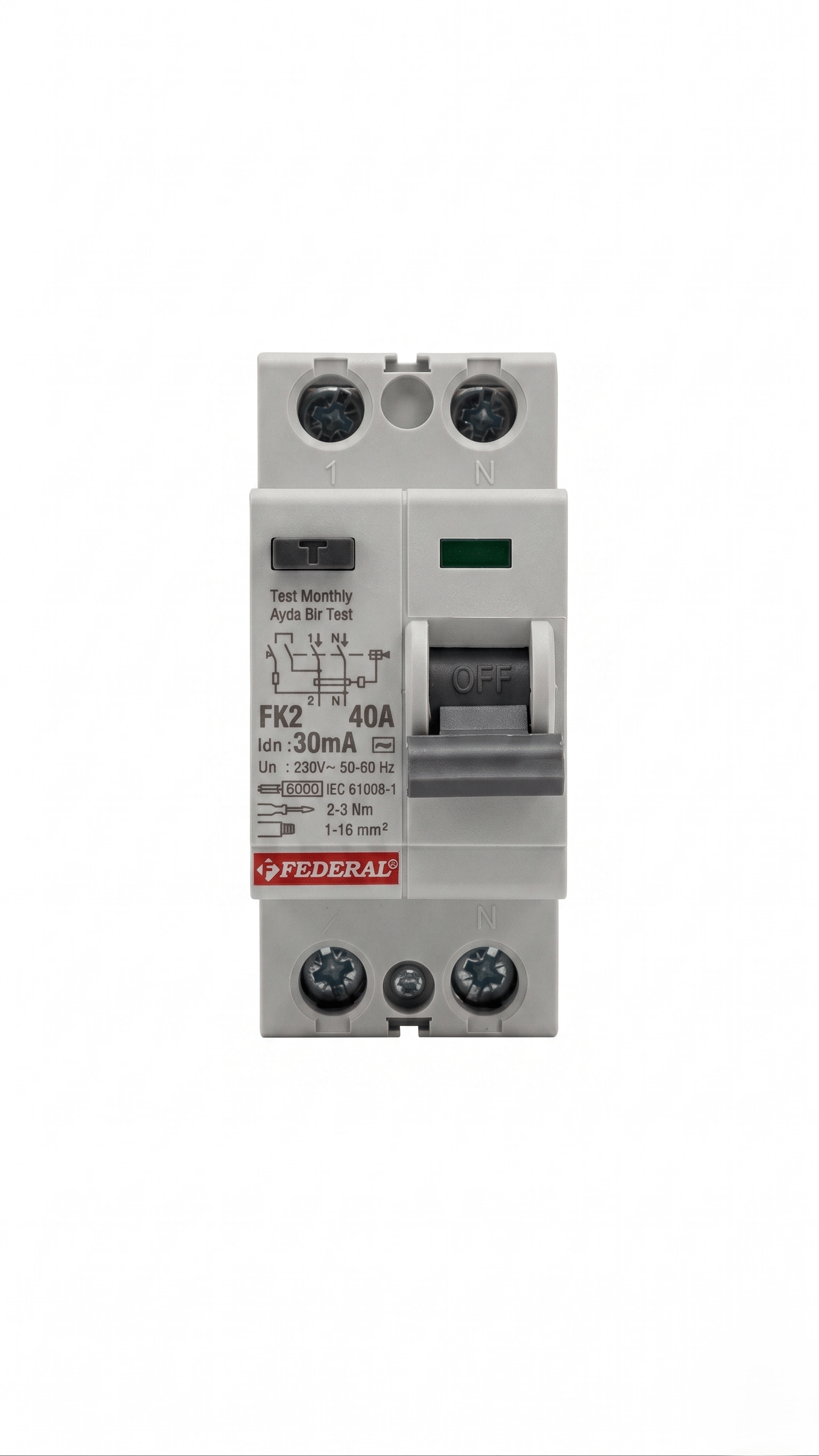 1 Adet FEDERAL 2X40 A 30Ma 6Ka Kaçak Akım Rolesi FK2 9FA-H1062-0040
