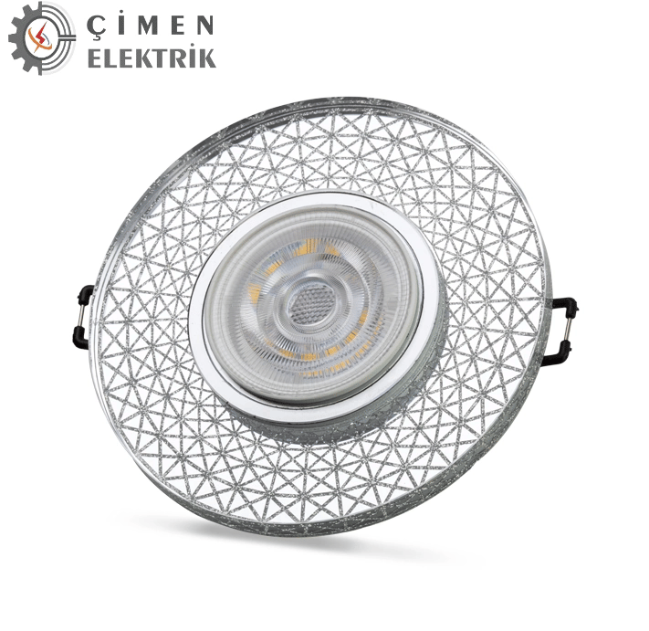 1 Adet NOAS YL65 1767 İris LED Çerçeveli 4000K Yuvarlak Kristal Cam Spot Kasa