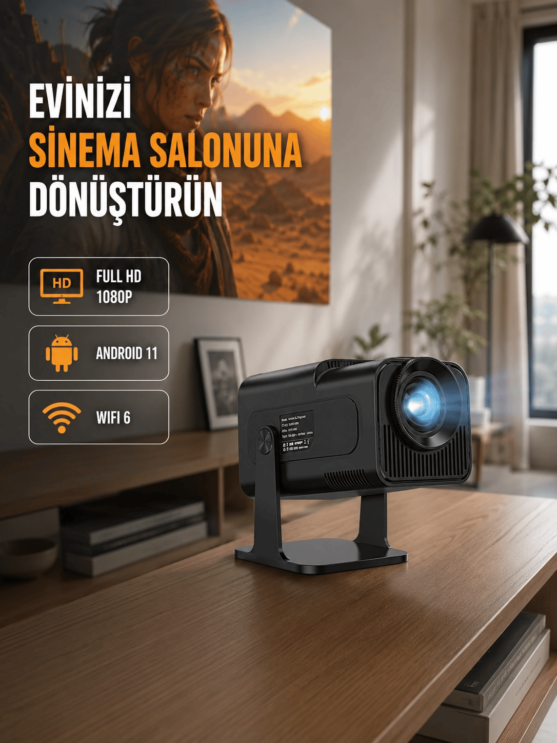 1.5 KG Ağırlığında, 4500 Retro Oyunlu Multimedya Projektör Yeni Nesil