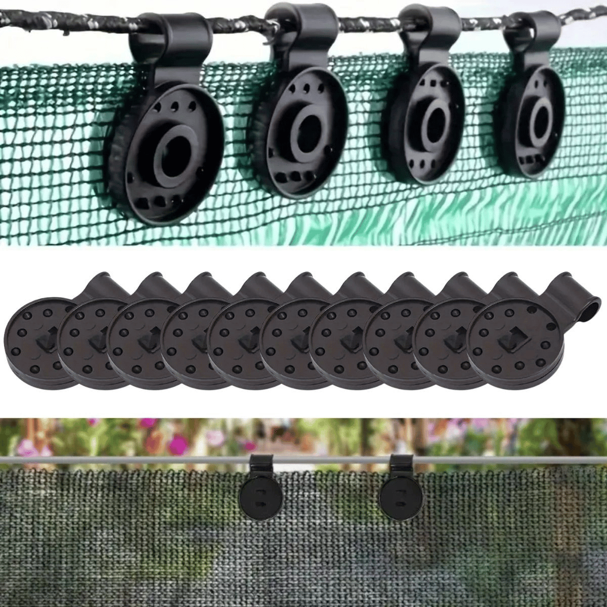 10 Adet Güneşlik Filesi Sabitleme Klipsleri, Gölgelik Bezi Ve Brandalar İçin Dayanıklı Plastik Kelepçe Kancaları Bx40