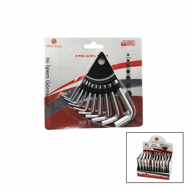 10 Parça  Kartlı Alyan Anahtar Takım Seti120mm-no-1.5-10 Bx40