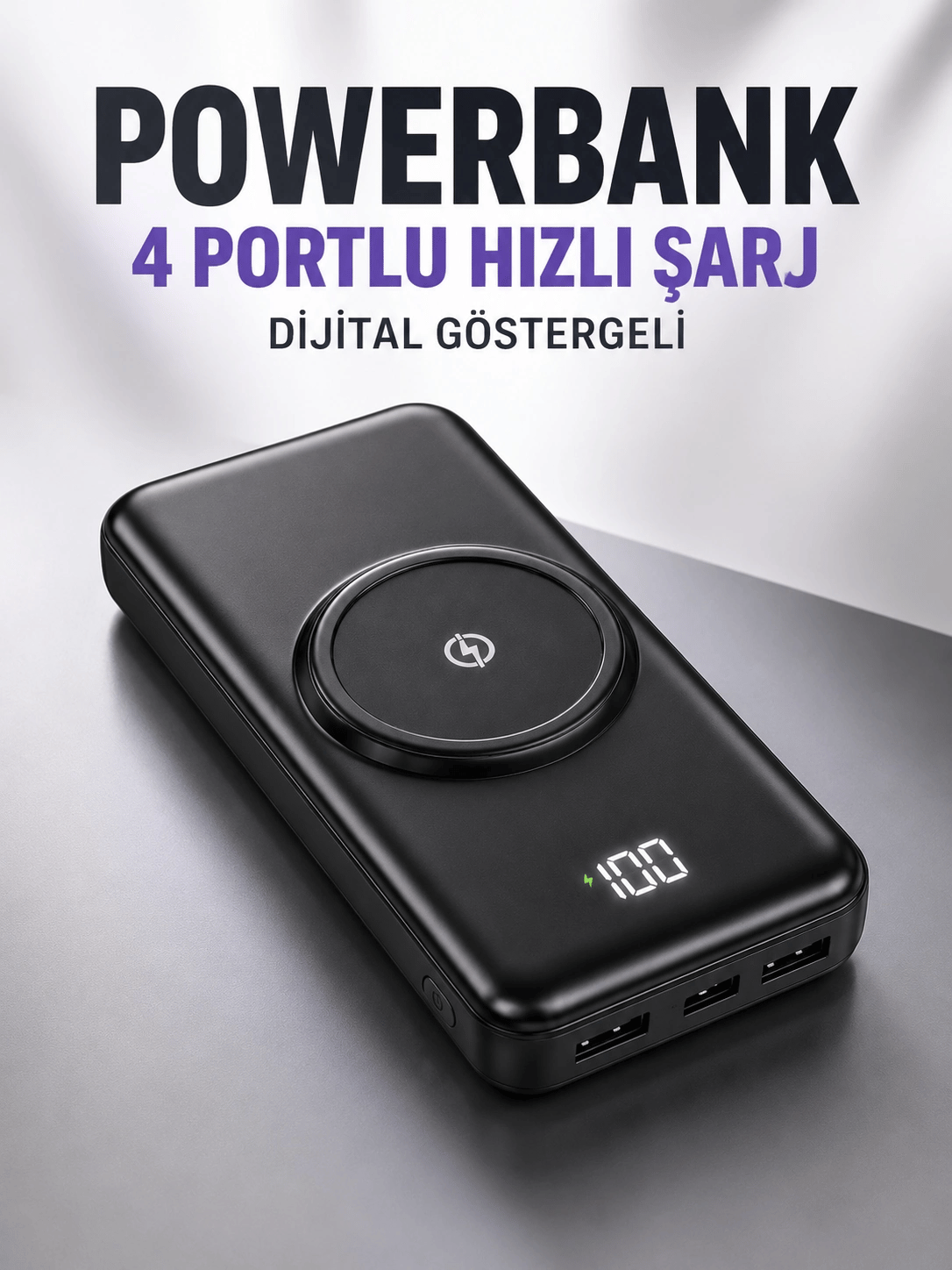 10.000 Mah Powerbank 4 Portlu Hızlı Şarj Dijital Göstergeli