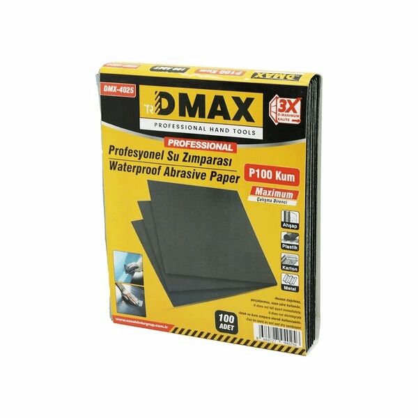 100 Adet P100 Kum - Kağıt - Su Zımparası -230x280mm - Kullanım= Metal - Ahşap - Plastik - Karton Bx40