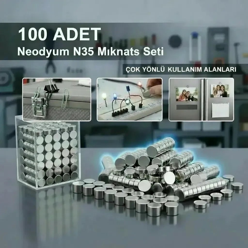 100 lü 8x3mm Yuvarlak Neodyum Mıknatıs