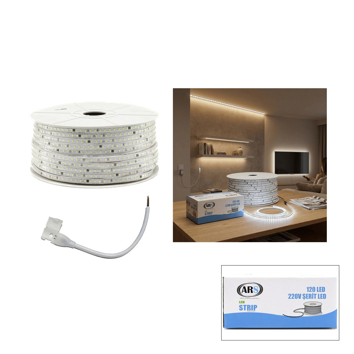 100mt 6500k - Beyaz Dış Mekan Şerit Led 220v 120led Ars-348985 Bx40