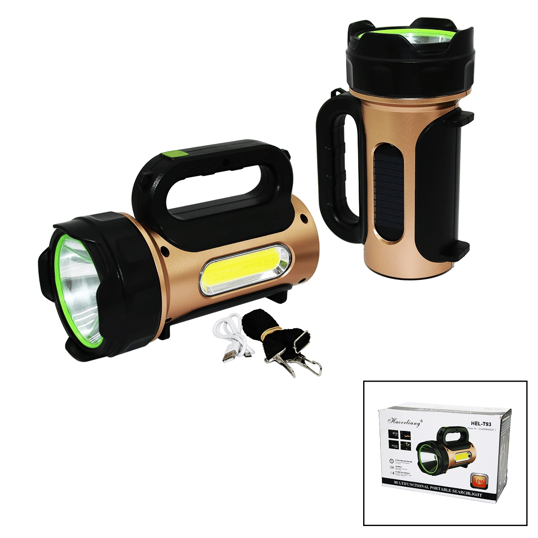 10w - Solar - Usb Şarjlı 2ın1 El Feneri Renkli Fonksiyonel Smd Led Bx40