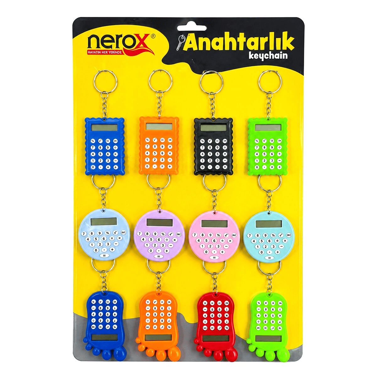 12 Adet Hesap Mak. Anahtarlık Renkli Plastik Nrx-4089 Bx40