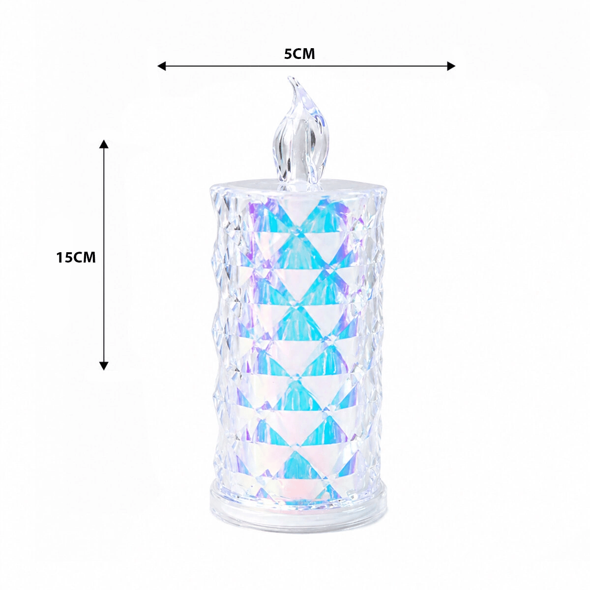 12 Adet Led Candle Kamp Büyük Boy= Çap:5cm - Y: 16cm Pilli Led Mum Mika Kristal Plastik Yakut-13637 Bx40