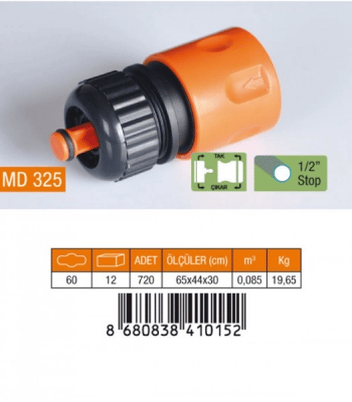 1/2 Hortum Bağlantı Adaptörü Stoplu Bx40
