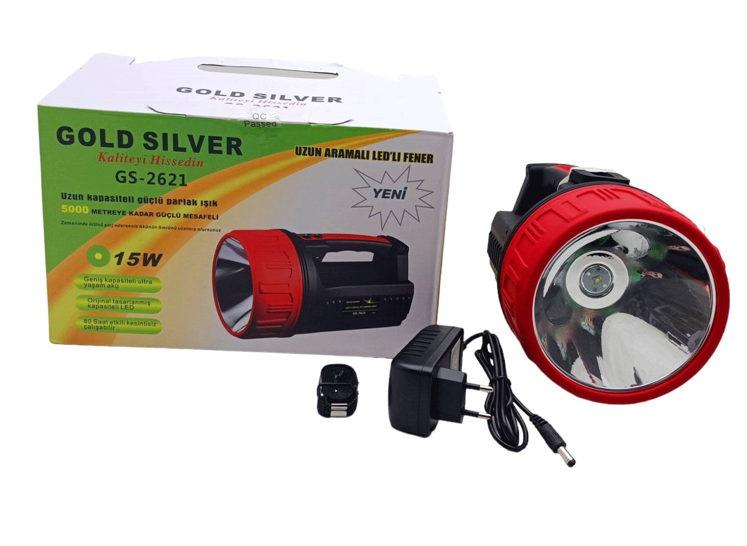 15w Led 2in1 Uzun Aramalı Adaptör Şarjlı El Feneri Projektör Bx40