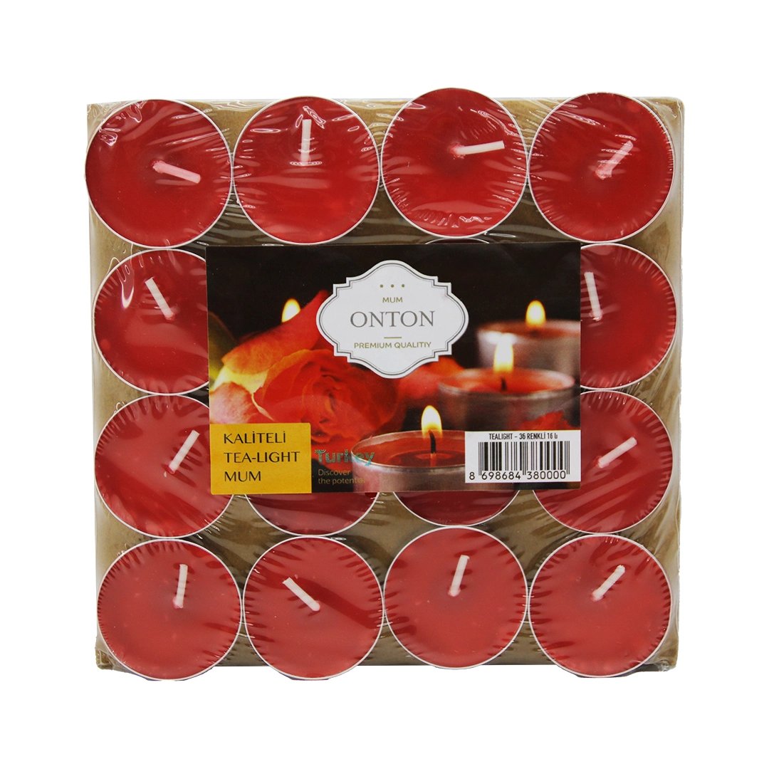 16 Parça  Kırmızı Tea Light Yuvarlak Mum Bx40