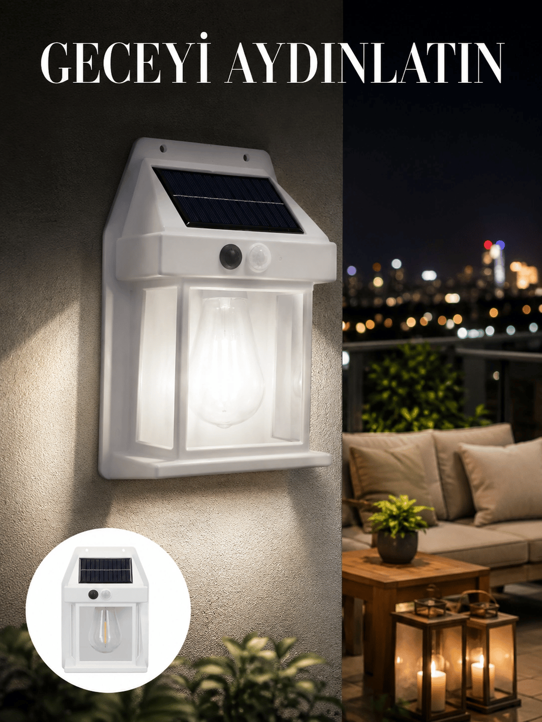 1800 mAh Pilli Solar Duvar Aydınlatma Yeni Nesil