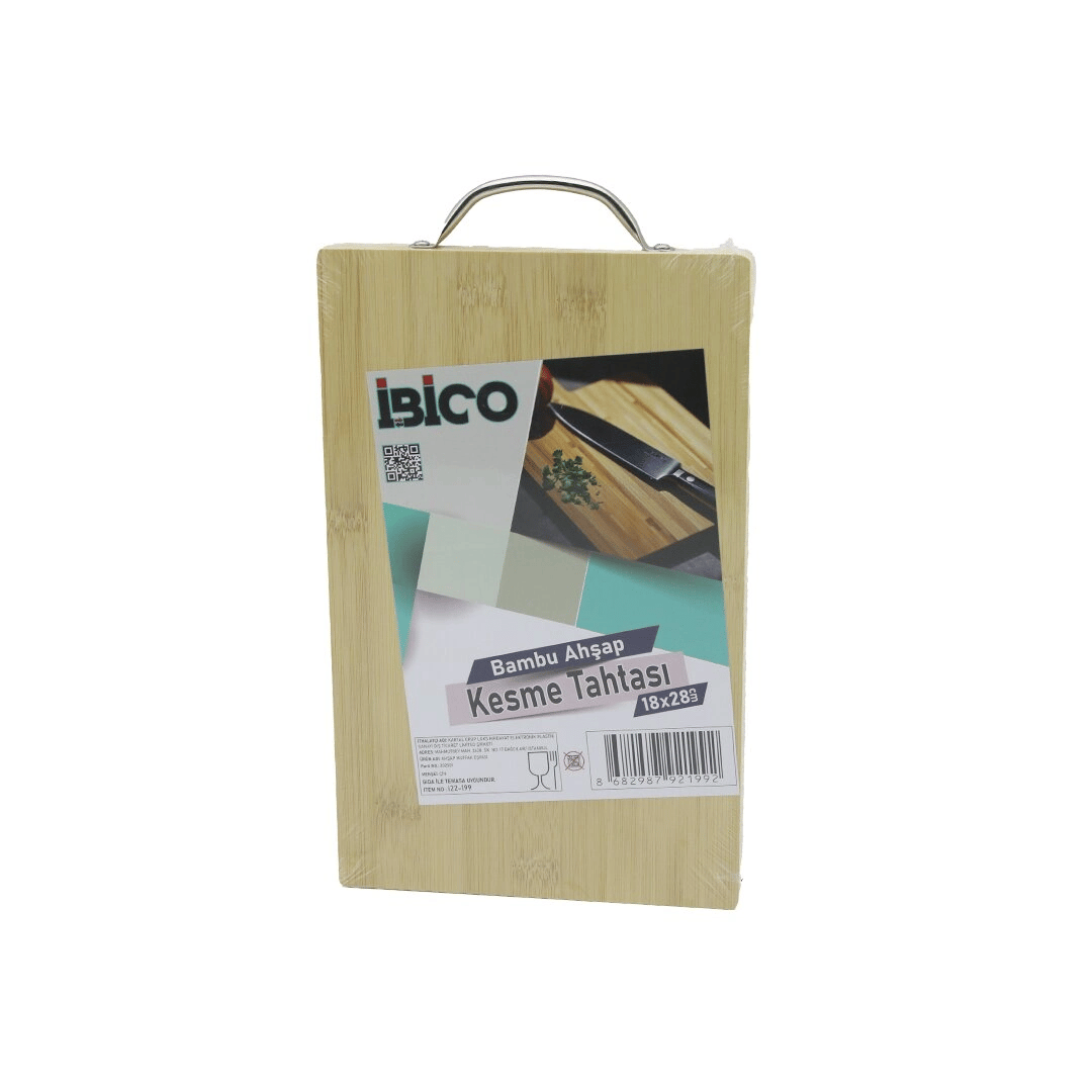 18x28 X 1.7cm Lux Ahşap Bambu Kesim Panosu - Kesme Tahtası Metal Kulplu Bx40