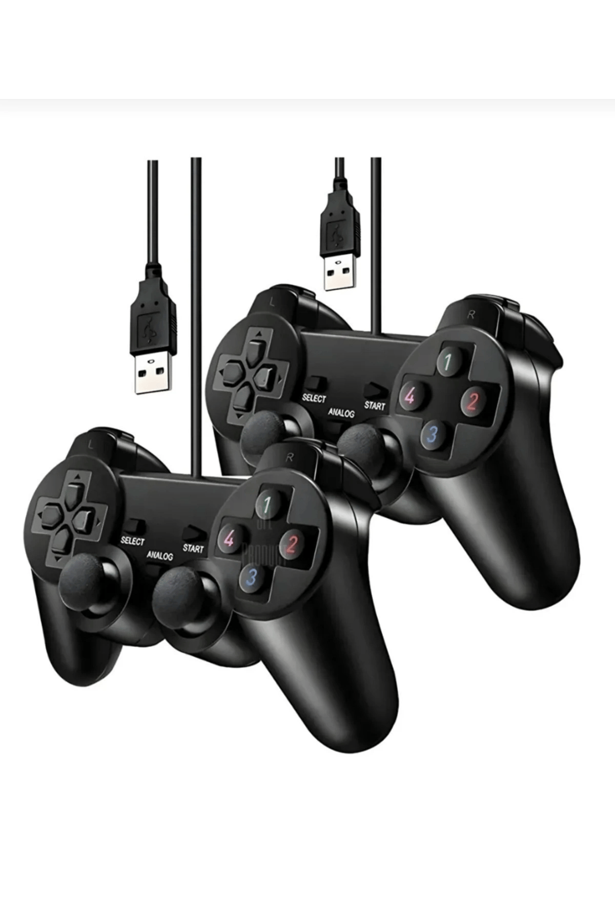 2 adet siyah bluetooth bağlantılı PC uyumlu titreşimli analog joystick oyun kolu