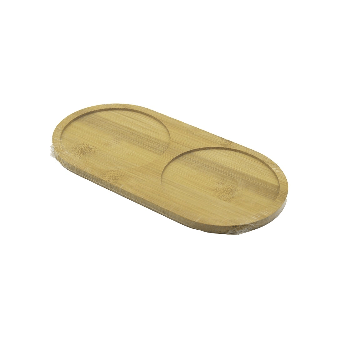 2 Bölmeli   Oval  Ahşap Bambu Yağdanık Altlık  12x24x0.8cm Bx40