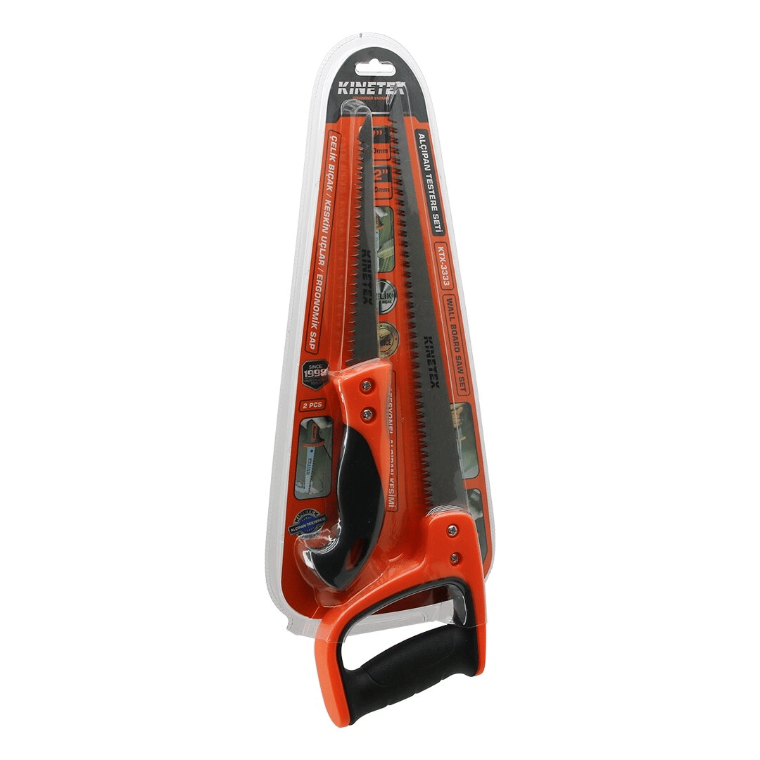 2 Pcs Alçıpan Testere Set Profesyonel 7 İnç- 170mm - 12 İnç- 300mm Çelik Bıçak - Ergonomik Sap Bx40