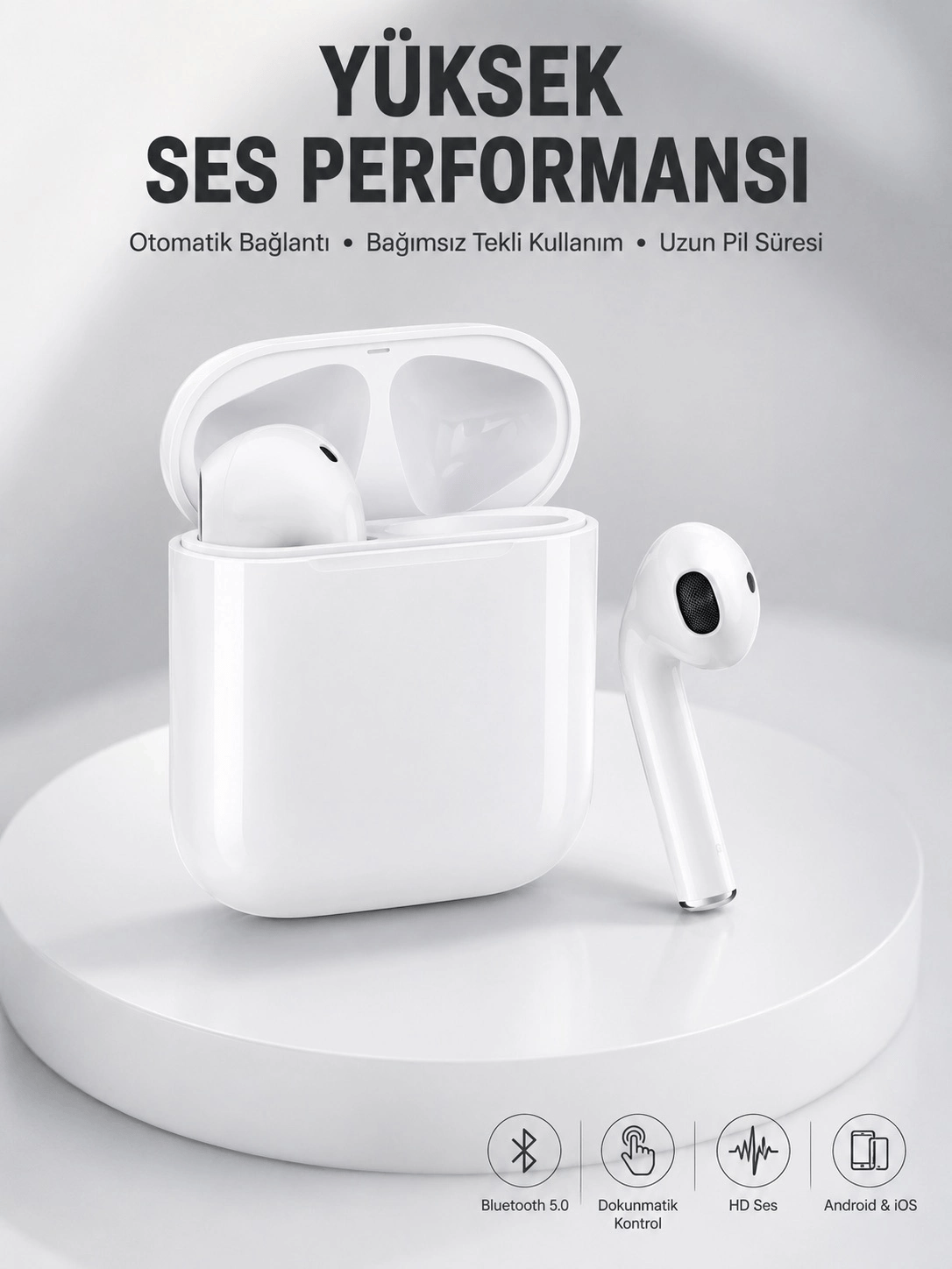 2. Nesil Bluetooth Android ve İOS Uyumlu Kablosuz Kulaklık Çağrı Cevaplama