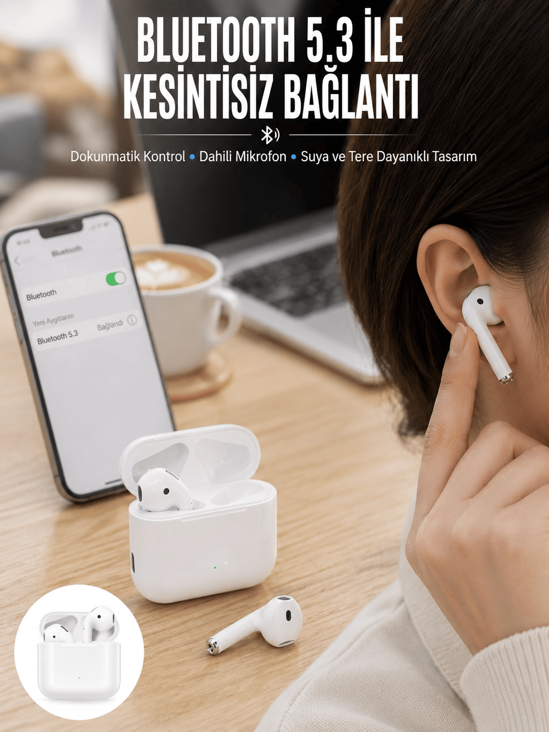 2.Nesil Yeni Model TWS Bluetooth Kulaklık Dokunmatik Kontrol Yüksek Ses Kaliteli Yeni Nesil