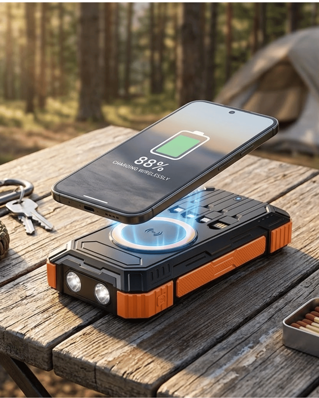 20000 mAh Powerbank Güneş Enerjili Kablosuz Şarj Hızlı Şarj Taşınabilir Batarya