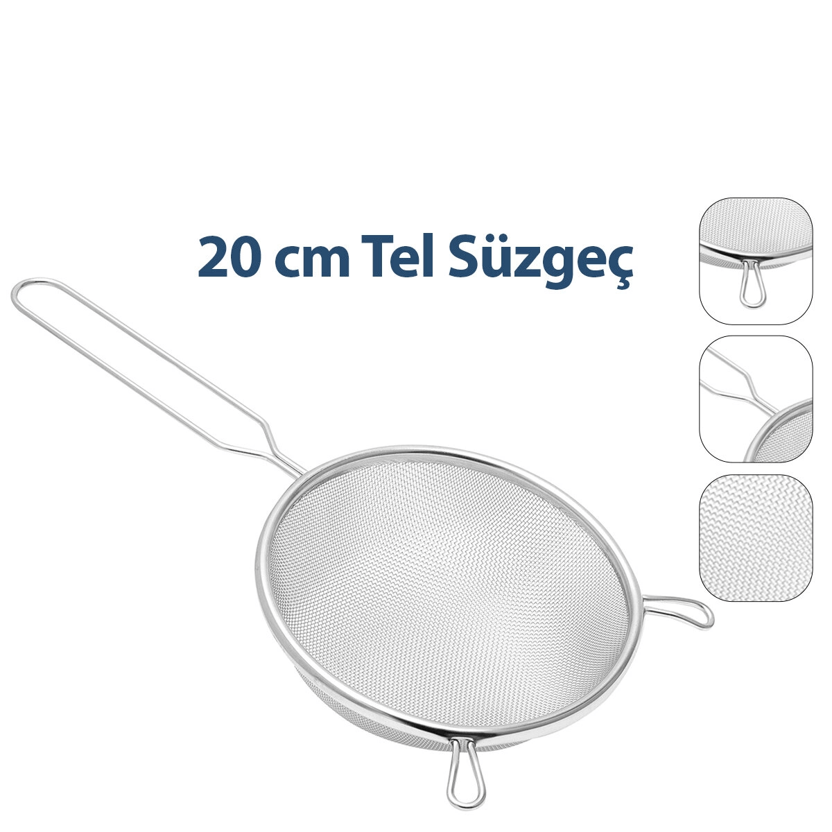 20cm Tel Süzgeç Metal Saplı Kulaklı Bx40